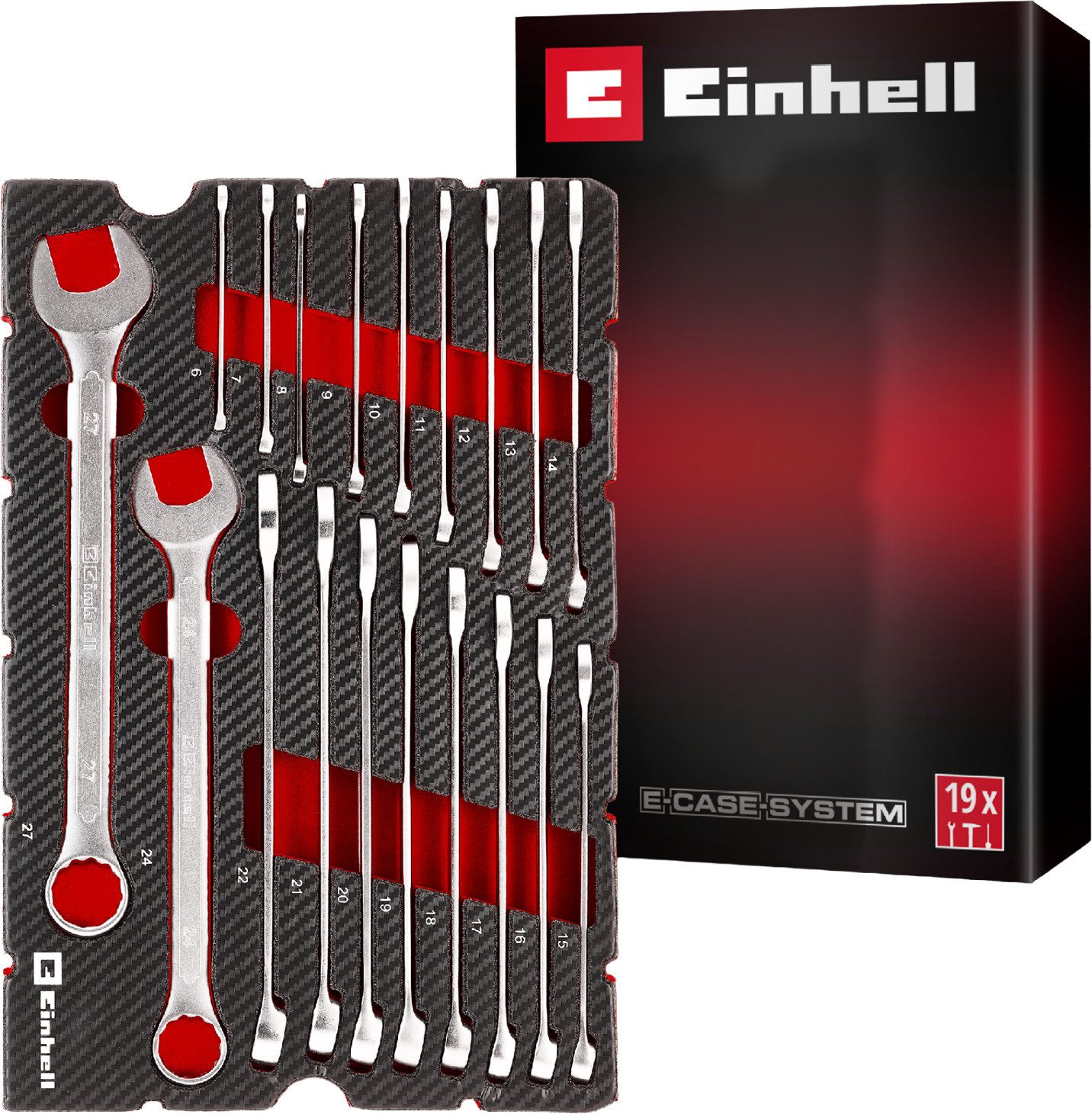 Einhell Werkzeugkoffer E-Case Pad (Set), 19-tlg. Gabelringschlüssel, für E-Case S-F
