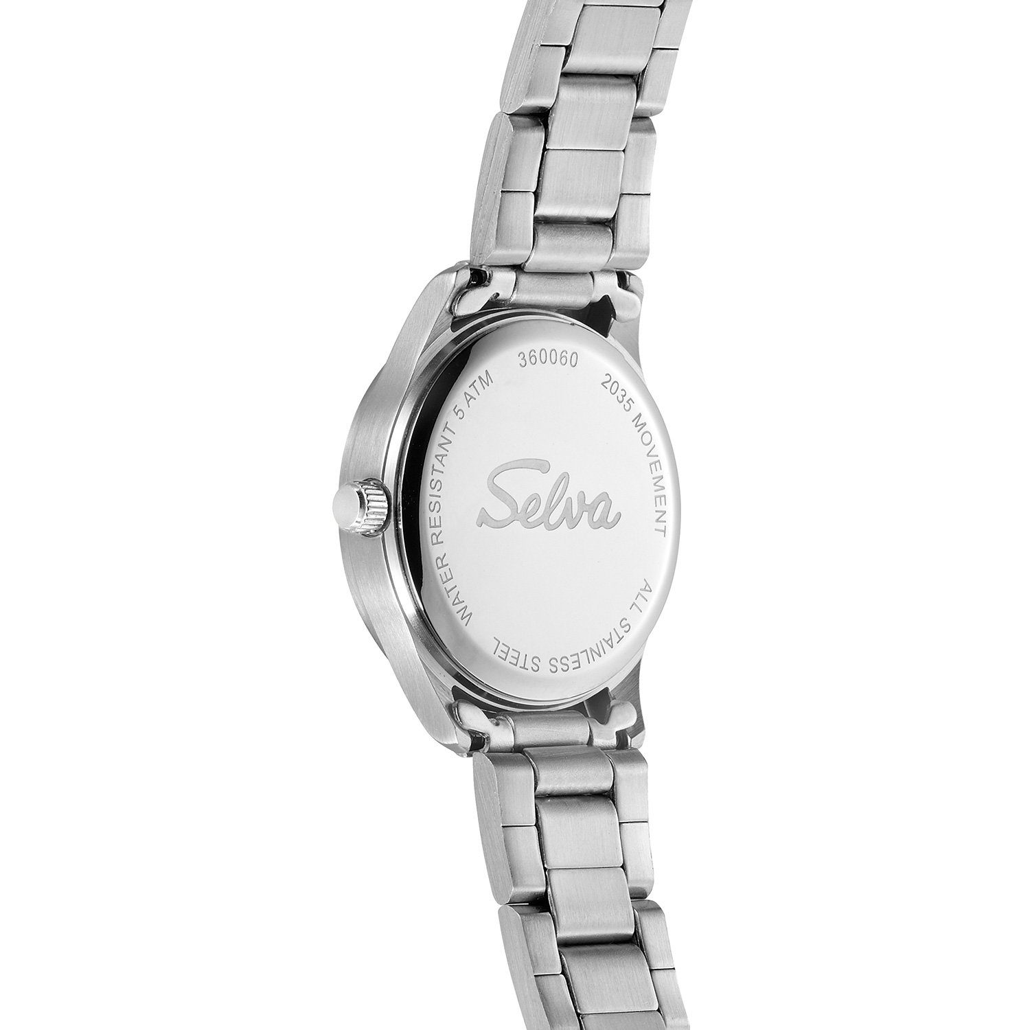 Zifferblatt Quarz-Armbanduhr mit Technik Silber schwarz Selva Edelstahlband, SELVA Ø 27mm Quarzuhr