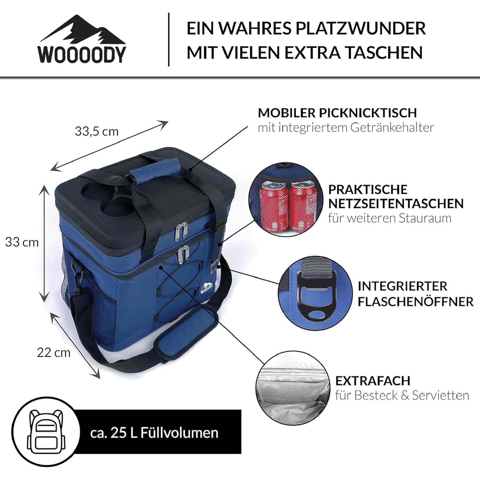 WOOOODY Picknicktasche Thermotasche Kühltasche Isoliertasche Campingtasche, günstig online kaufen