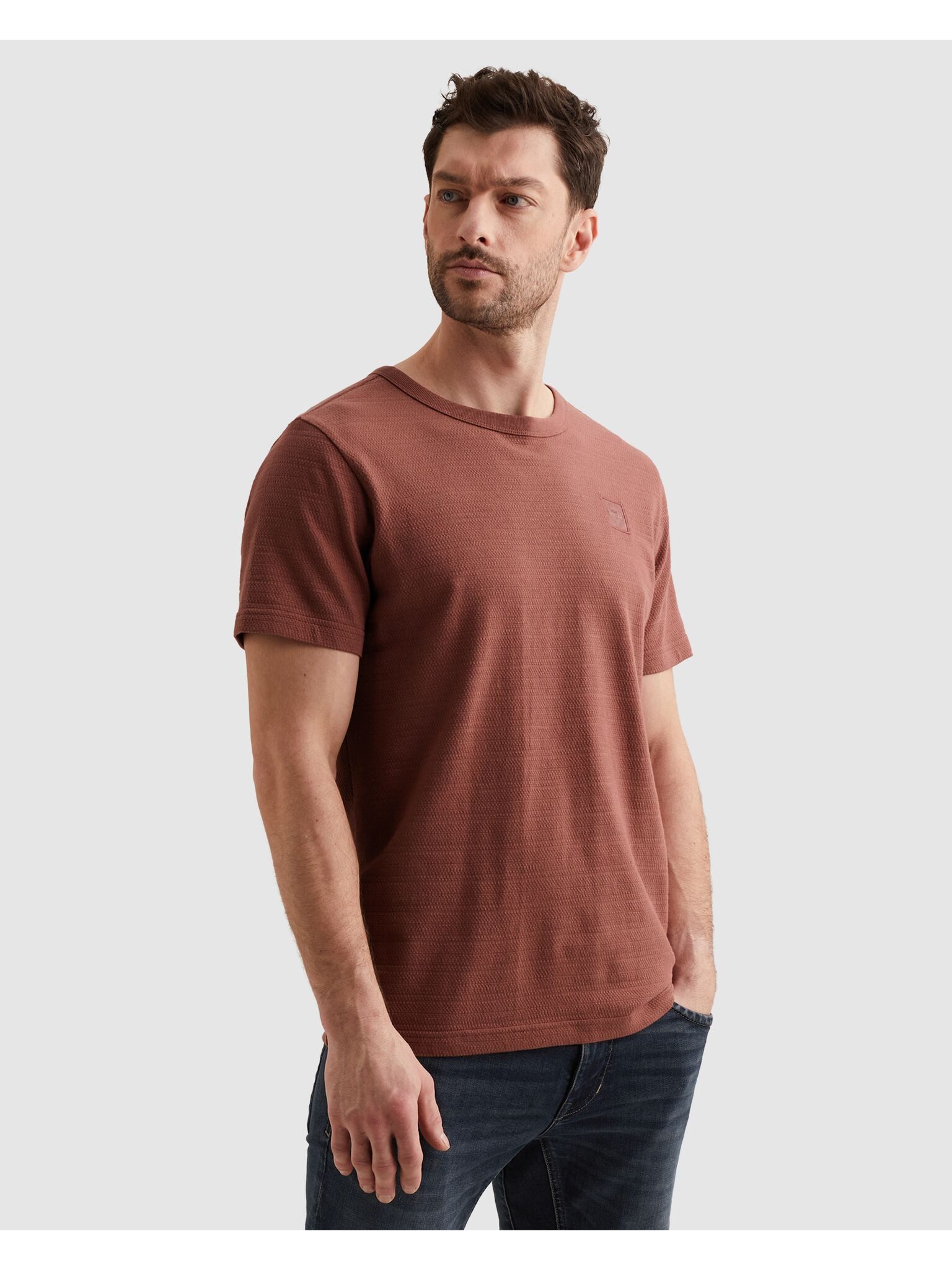 PME LEGEND T-Shirt Short Sleeve Jacquard Striped mit Rundhals, Baumwoll-Qualität