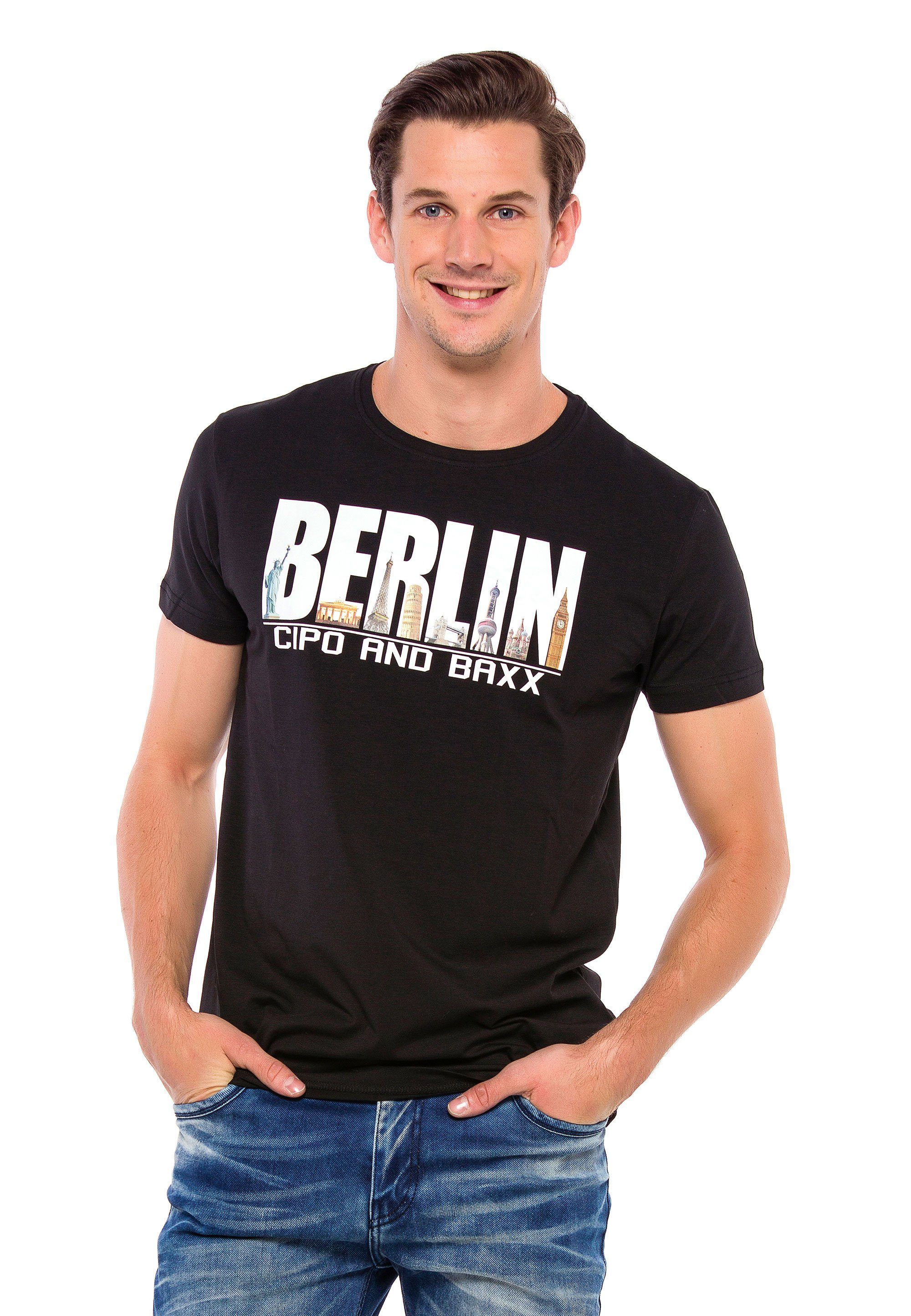 Herren Shirts Cipo & Baxx T-Shirt mit coolem Städtemotiv