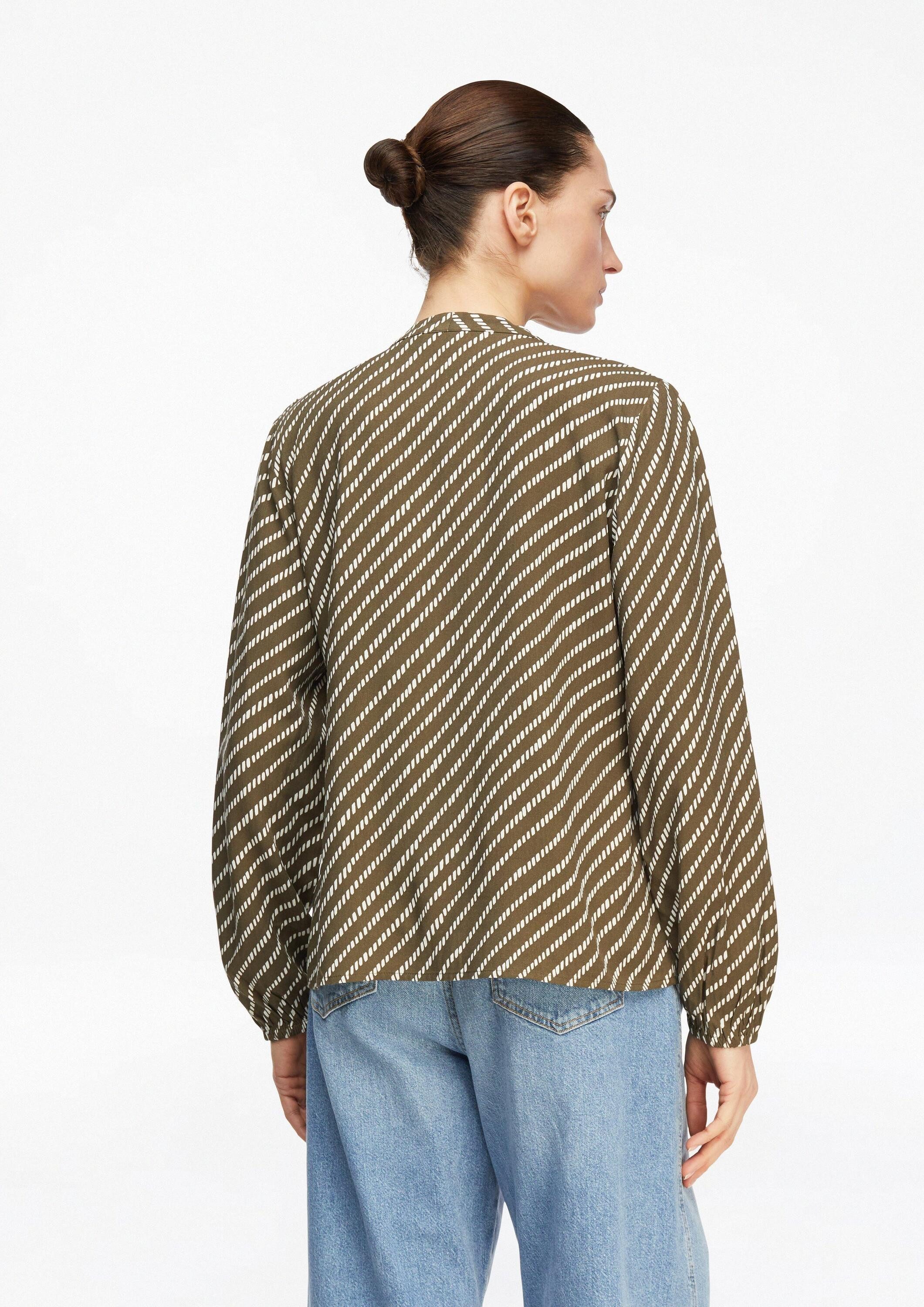 comma Langarmbluse Bluse Viskosebluse mit All-over-Print