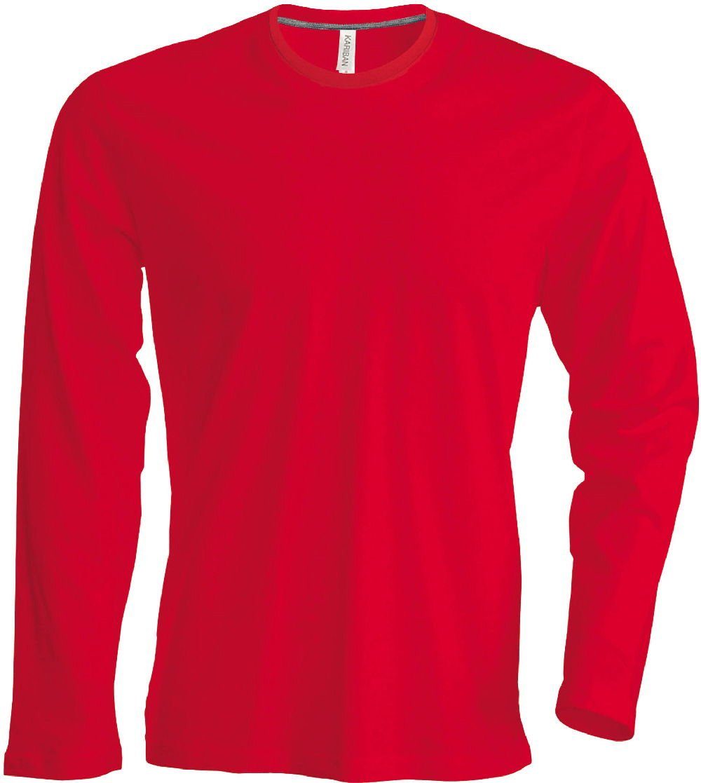 Herren enzymgewaschen Rundhalsshirt K359 Kariban langarm red T-Shirt Kariban