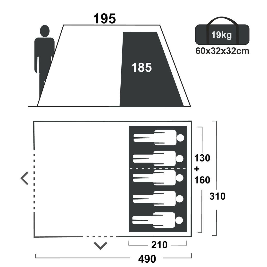 yourGEAR Tunnelzelt yourGEAR Zelt Bora 5 Personen Tunnelzelt Familienzelt V günstig online kaufen