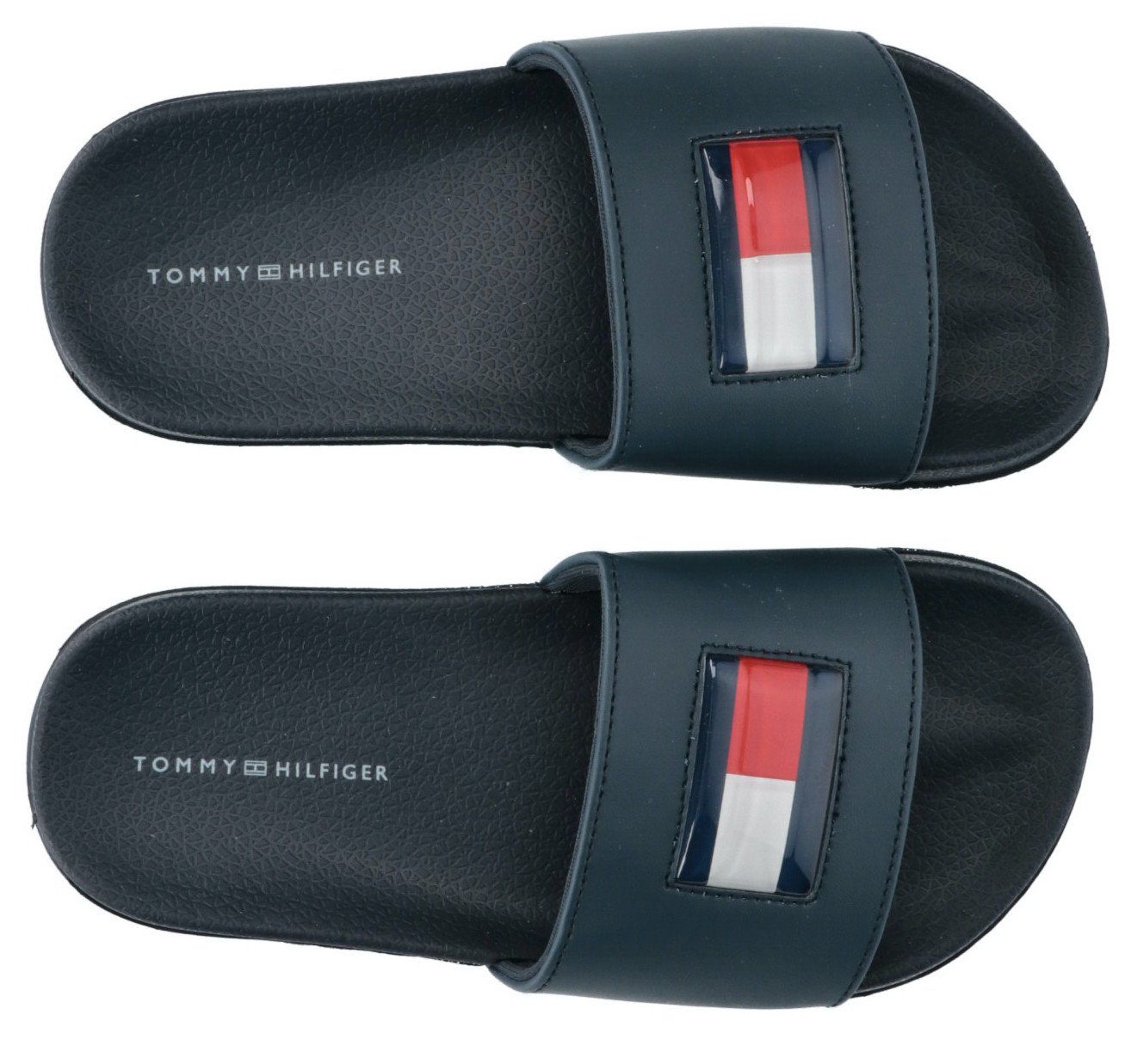 Tommy Hilfiger FLAG Pool-Slides WHITE tragbar als SLIDE Pantolette navy POOL