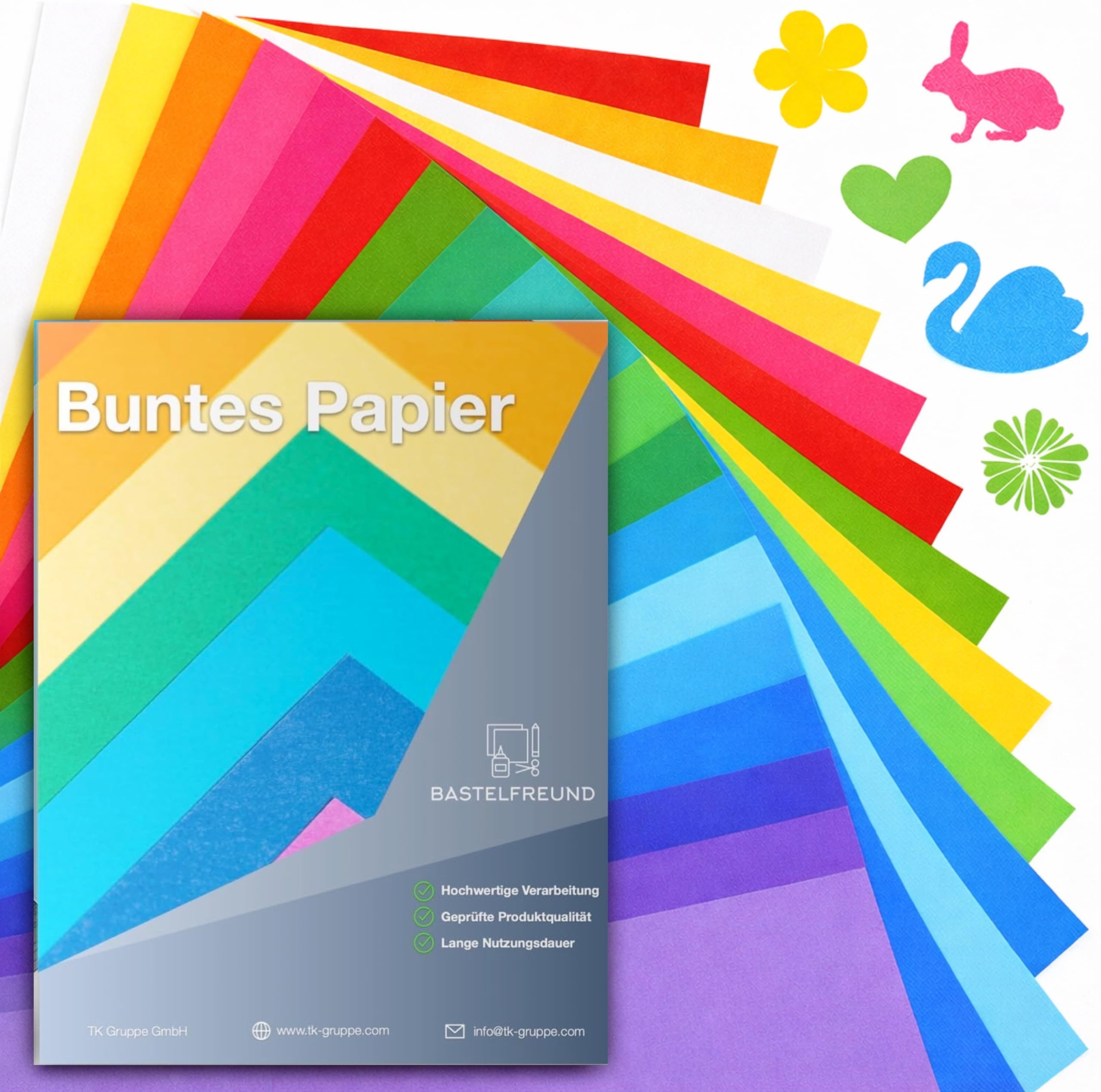 Bastelfreund® Bastelkartonpapier 100x Buntpapier A4 Buntes Papier 140 g/m² - Tonpapier Bastelzubehör, Bedruckbar; Papierstärke 120 g/m²
