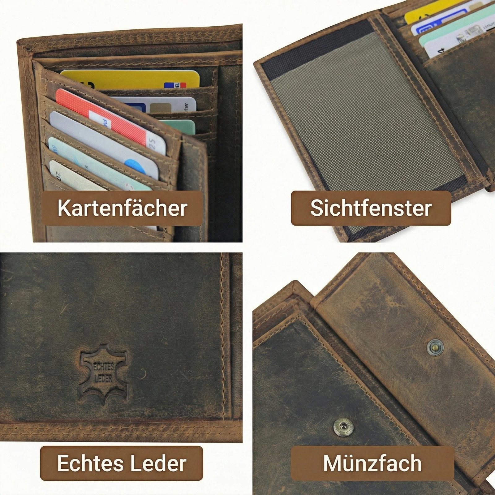 Frentree Geldbörse Echtleder für Herren mit Münzfach und RFID Schutz, 13 Ka günstig online kaufen