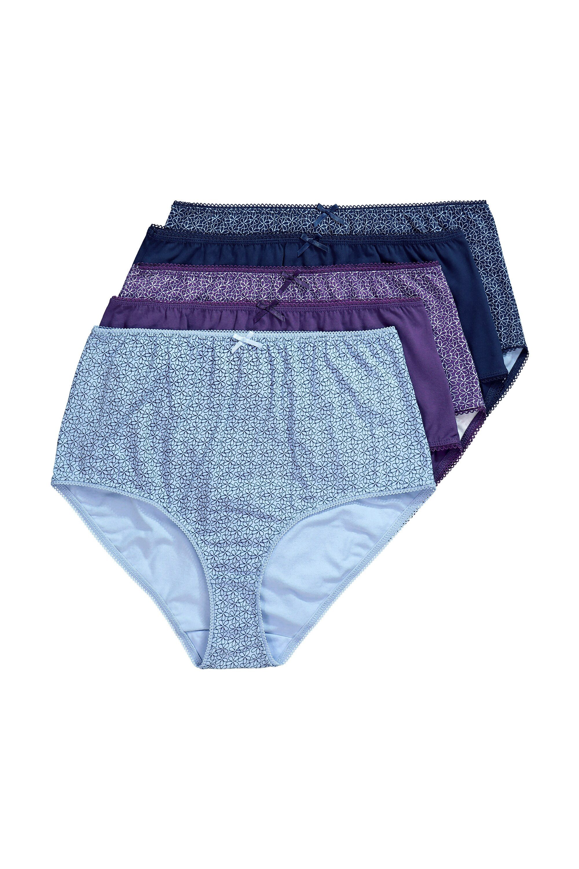 Slip Maxislips 5er-Pack Blüten/einfarbig High Waist