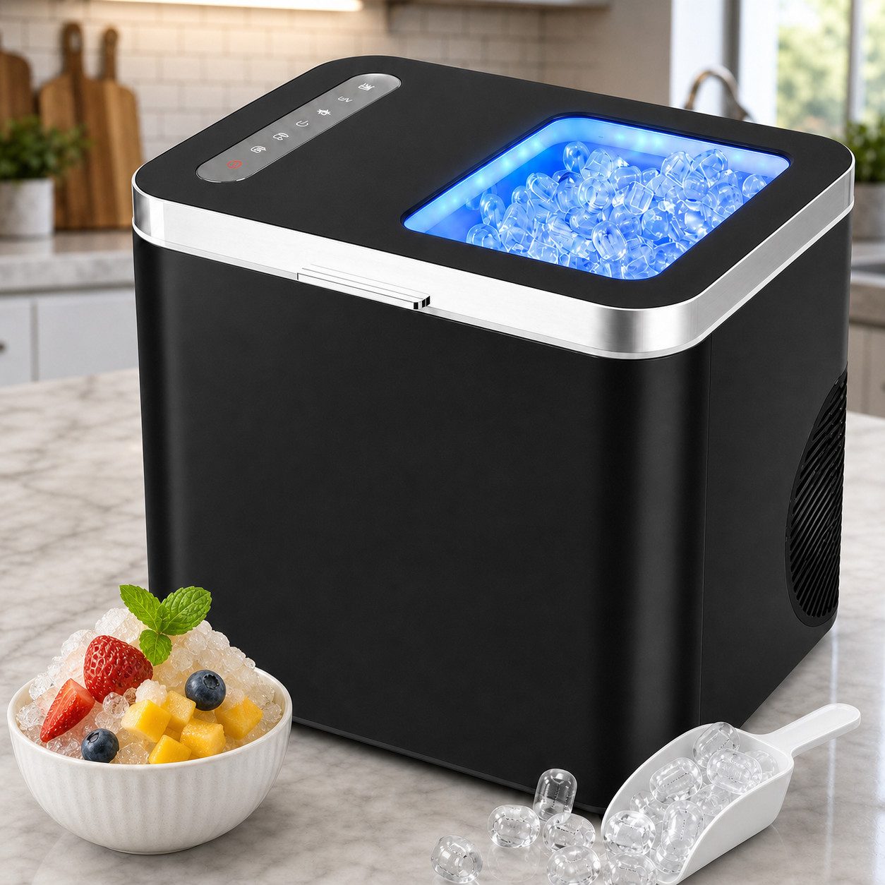Nettlife Eiswürfelmaschine 12 kg/24h mit leistungsstarkem Kompressor kompakte Tisch, Eismaschine selbstreinigend schnell für Zuhause/Party