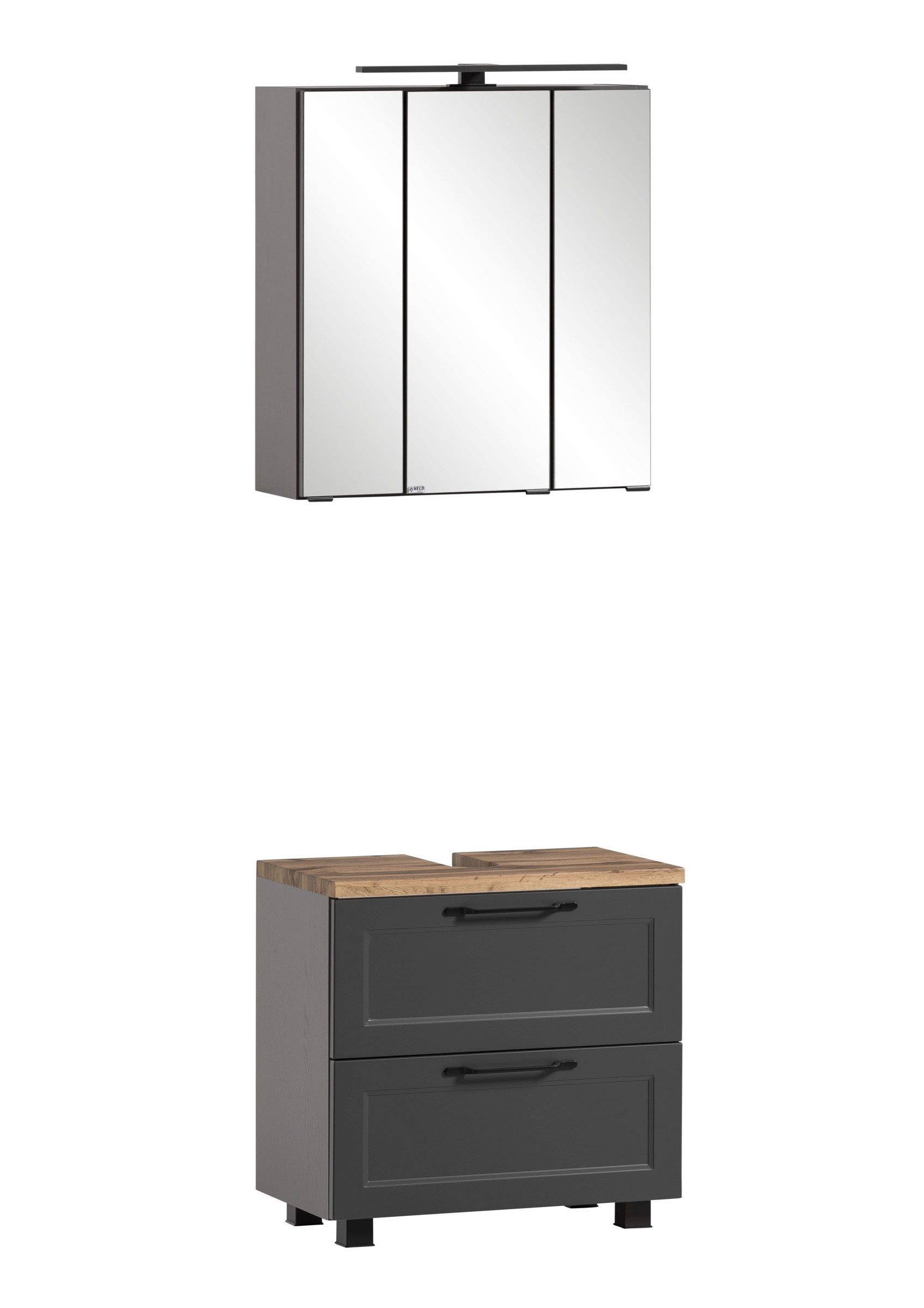 HELD MÖBEL Badezimmer-Set (2-tlg) in matt-grau, Graphitgrau - 60x195x35cm (BxHxT), (2-tlg)