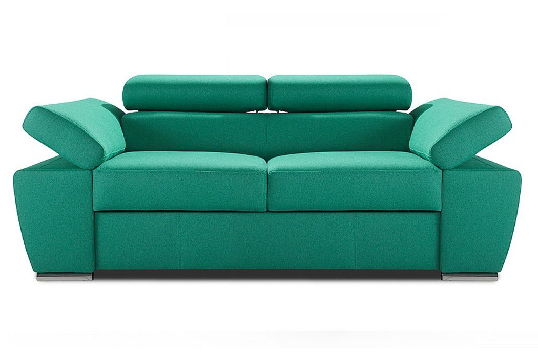 JVmoebel Sofa Sofa 2 Sitzer Design Polster Modern Textil Stoff Sofas Bettfunktion, Verstellbare Armlehnen und Kopfstützen Grün