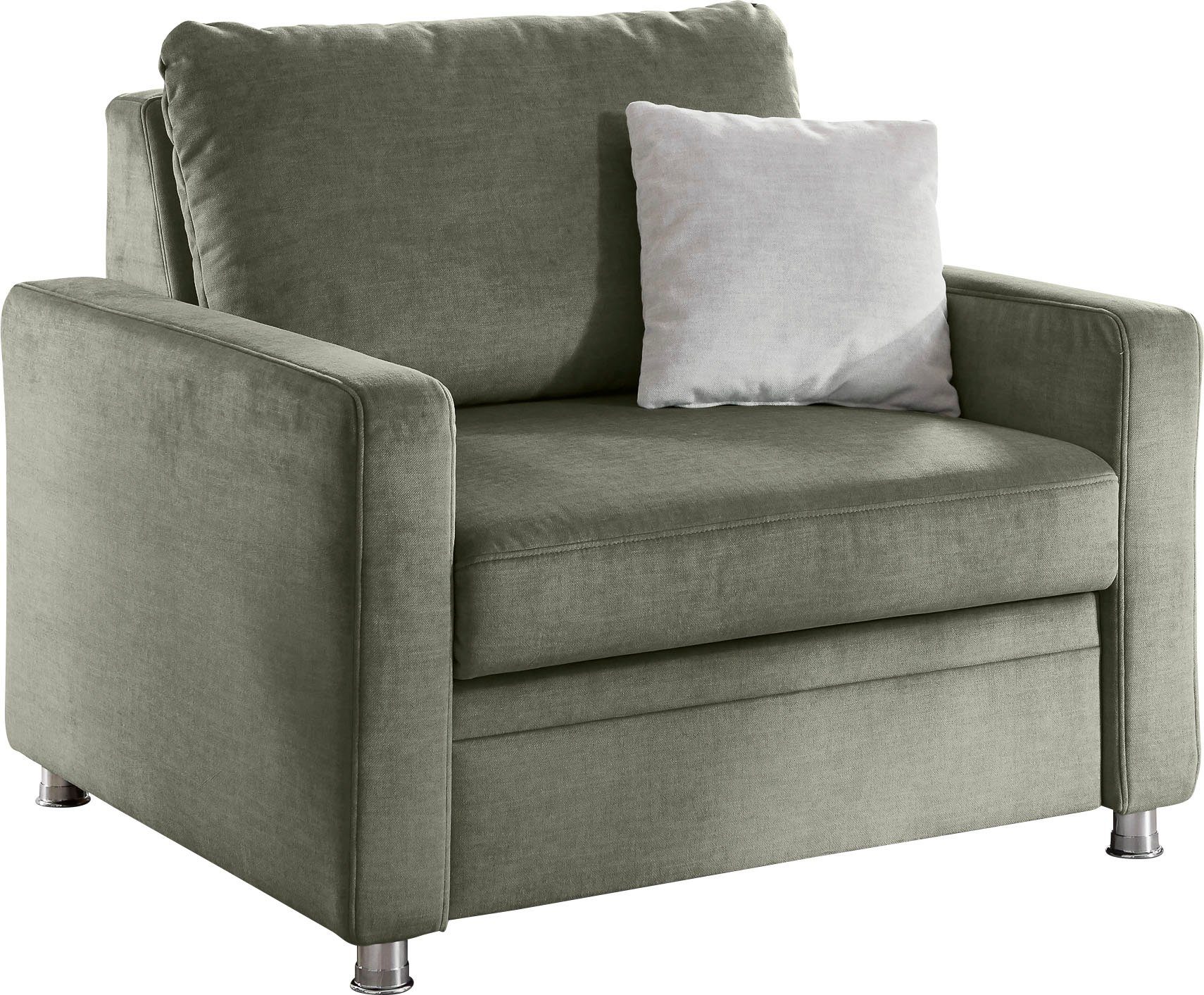 Die PlanBar Schlafsofa MP-PD19021, mit Längsschläferfunktion 80x210 cm olive