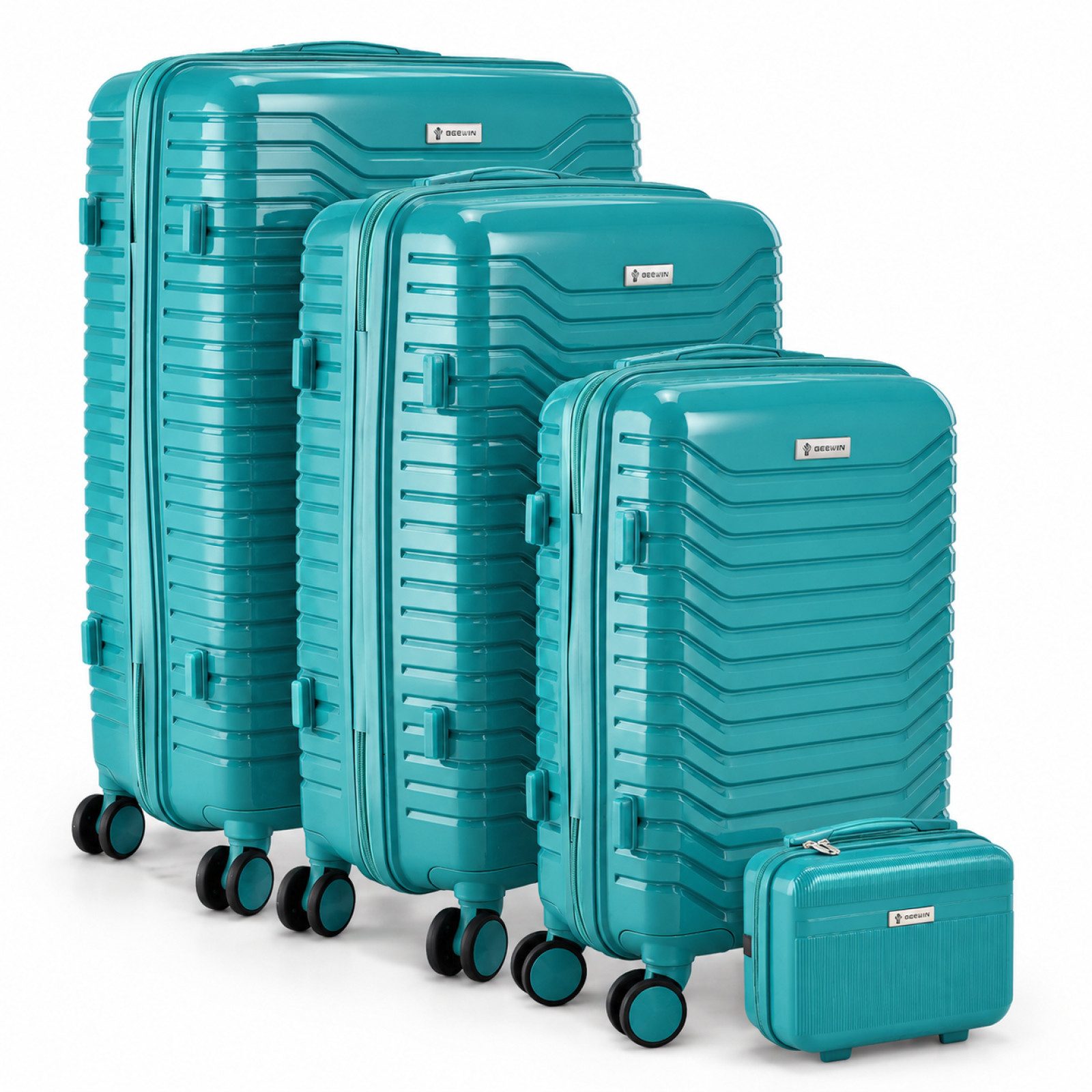 Berwin Trolleyset mit Beautycase Modell Calma Aqua Breeze, 4 Rollen, (Set, 4 tlg., MS-19786)