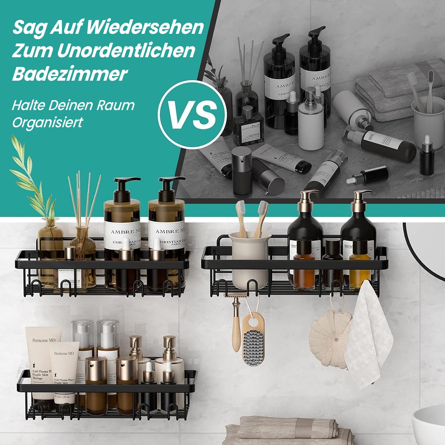 Fanttik Duschablage Duschregal Ohne Bohren Badezimmer Organizer, Set 3-tlg. günstig online kaufen