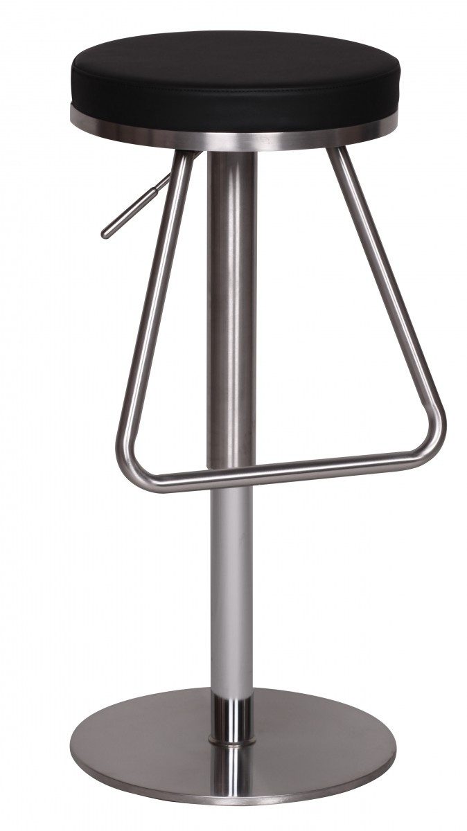 Wohnling Barhocker WL1.291 Schwarz Design Barstuhl Tresenstuhl Modern Bistrohocker (Schwarz 57 - 79 cm Edelstahl Barstuhl 360° Drehbar), Tresenhocker Kunstleder, Design Tresenstuhl Modern