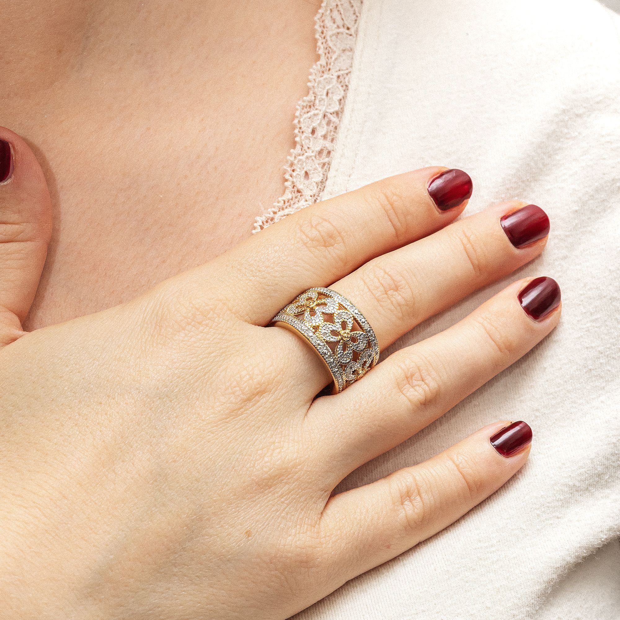 Diamonds by Ellen K. Fingerring Silber 925 mit 40 Diamanten zus. 0,20ct.