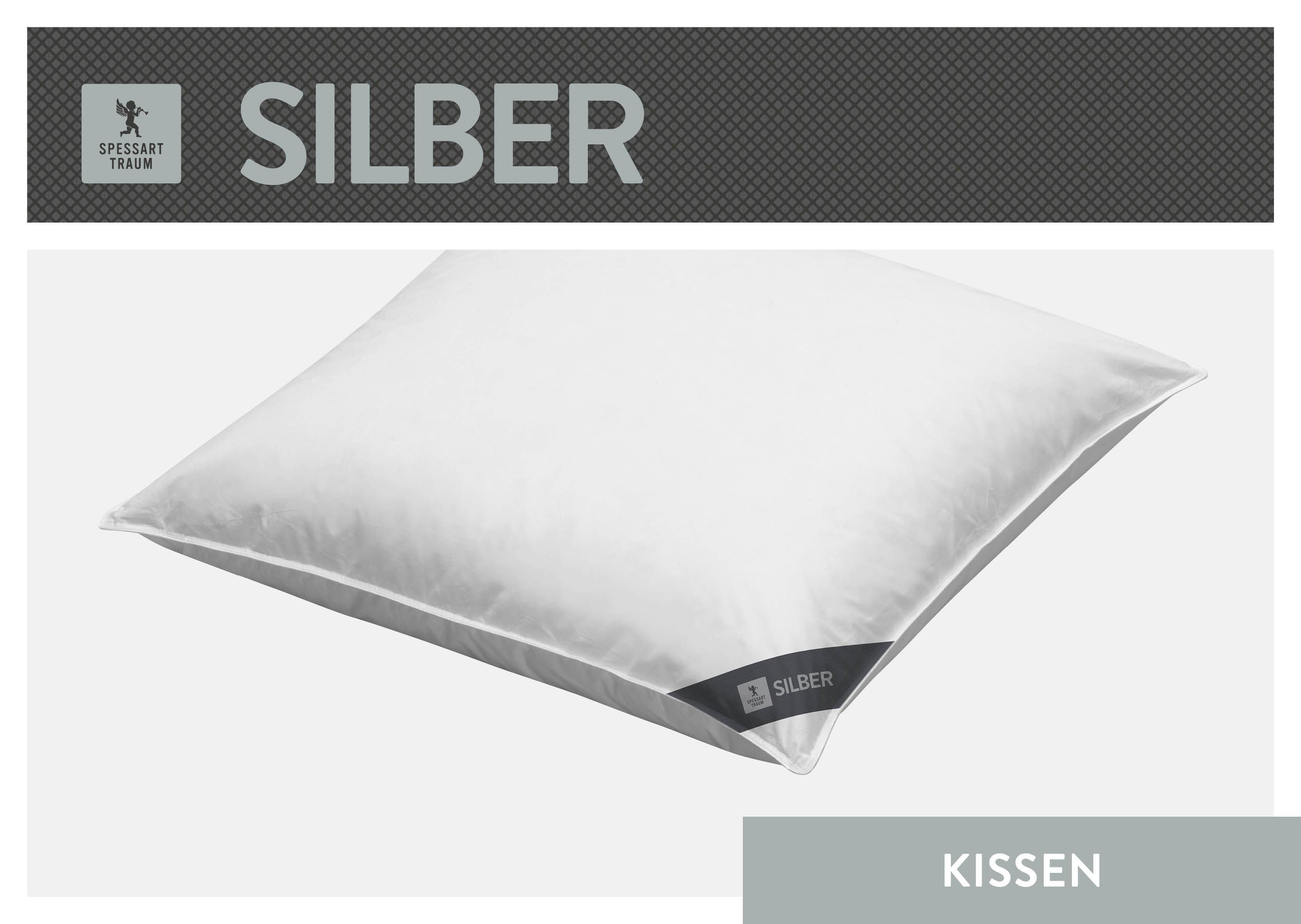 SPESSARTTRAUM 3-Kammer-Kopfkissen Silber, Füllung: Außen: 100% Daunen; Innen: 100% Federn, Bezug: 100% Baumwolle, hergestellt in Deutschland, allergikerfreundlich