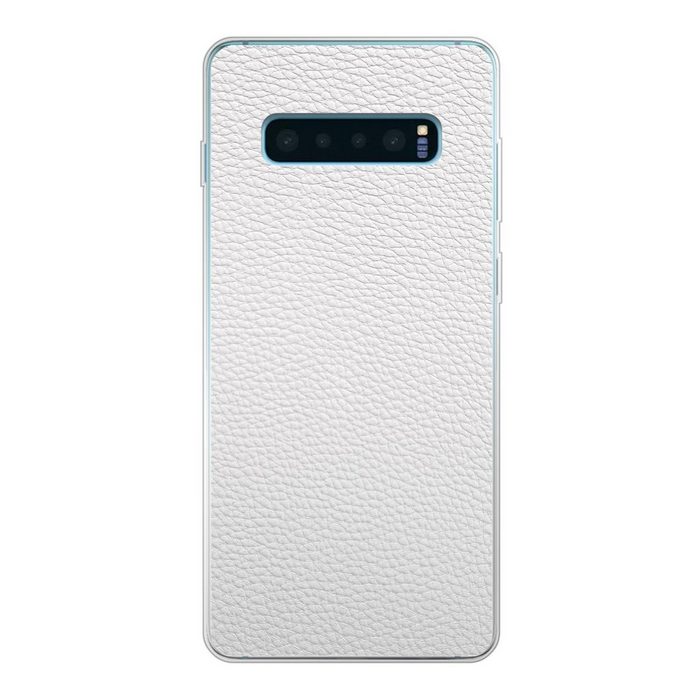 MuchoWow Handyhülle Leder - Strukturiert - Leder-Optik - Weiß Phone Case Handyhülle Samsung Galaxy S10 Lite Silikon Schutzhülle