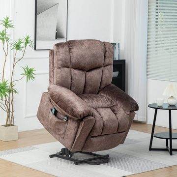 REDOM TV-Sessel für ältere Menschen, Stoff-Liegesofa mit 2 Getränkehaltern (Elegantes Design mit Samtoberfläche und Aufbewahrungstaschen., liegen Einzelsessel Fernsehsessel Liegestuhl)