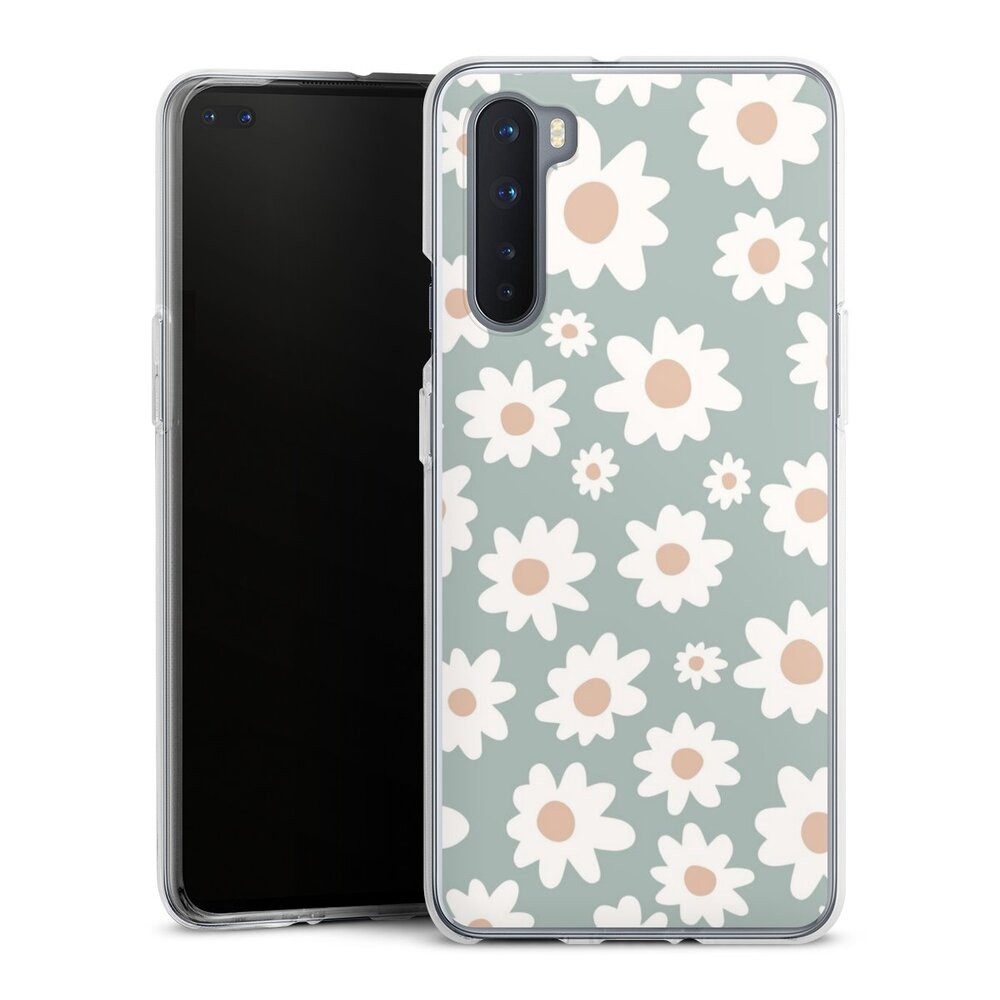 DeinDesign Handyhülle Gänseblume Muster Blumen Daisy Flower Seamless Pattern Green, OnePlus Nord Silikon Hülle Bumper Case Handy Schutzhülle
