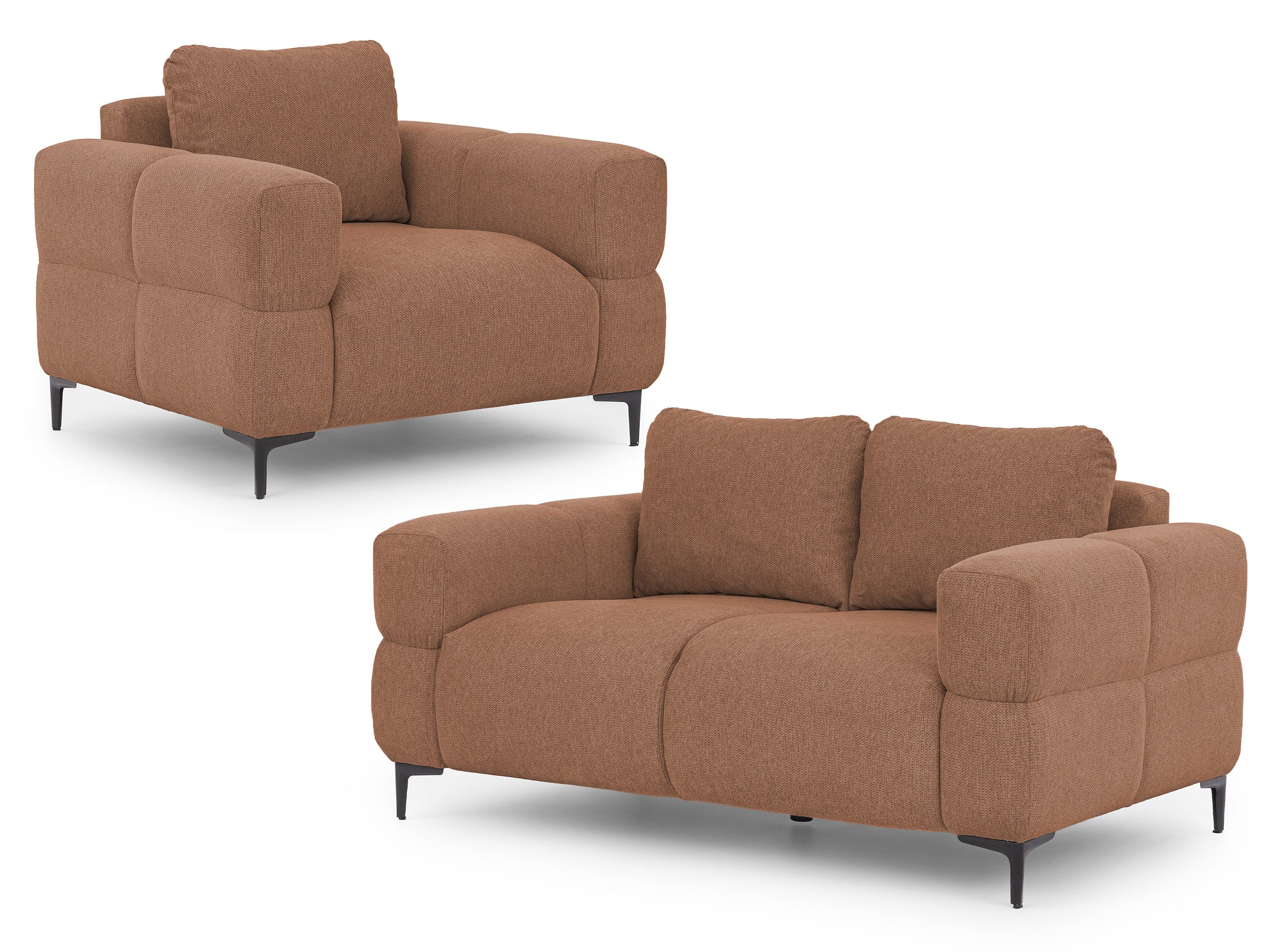 S-Style Möbel Polstergarnitur 2+1 Cardea in Bubble-Optik aus weichem Strukturstoff, mit Wellenfederung und hohem Sitzkomfort