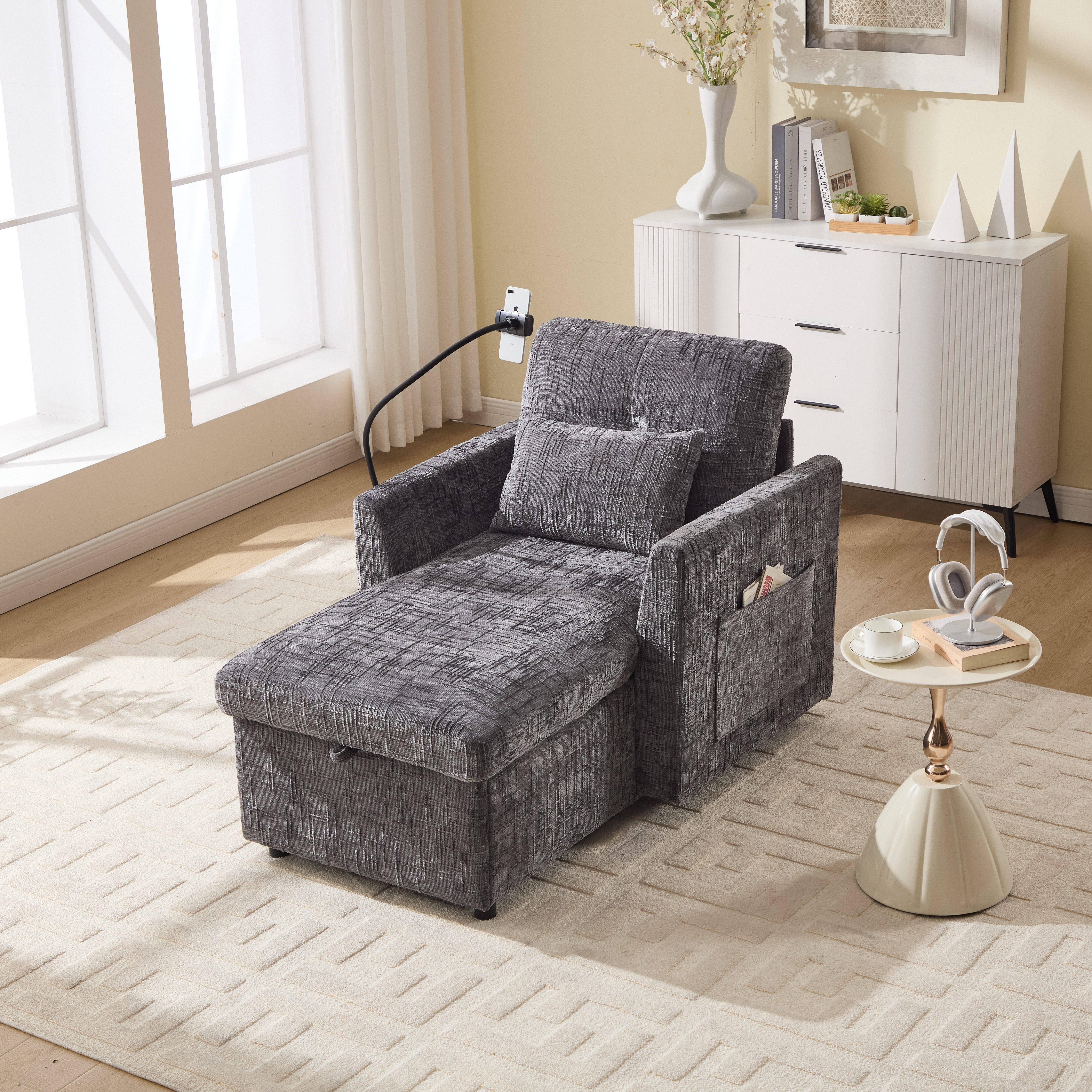 Odikalo Chaiselongue Loungesofa Polstersofa Freizeitsofa Handyhalter Verstellbar Mehrfarbig