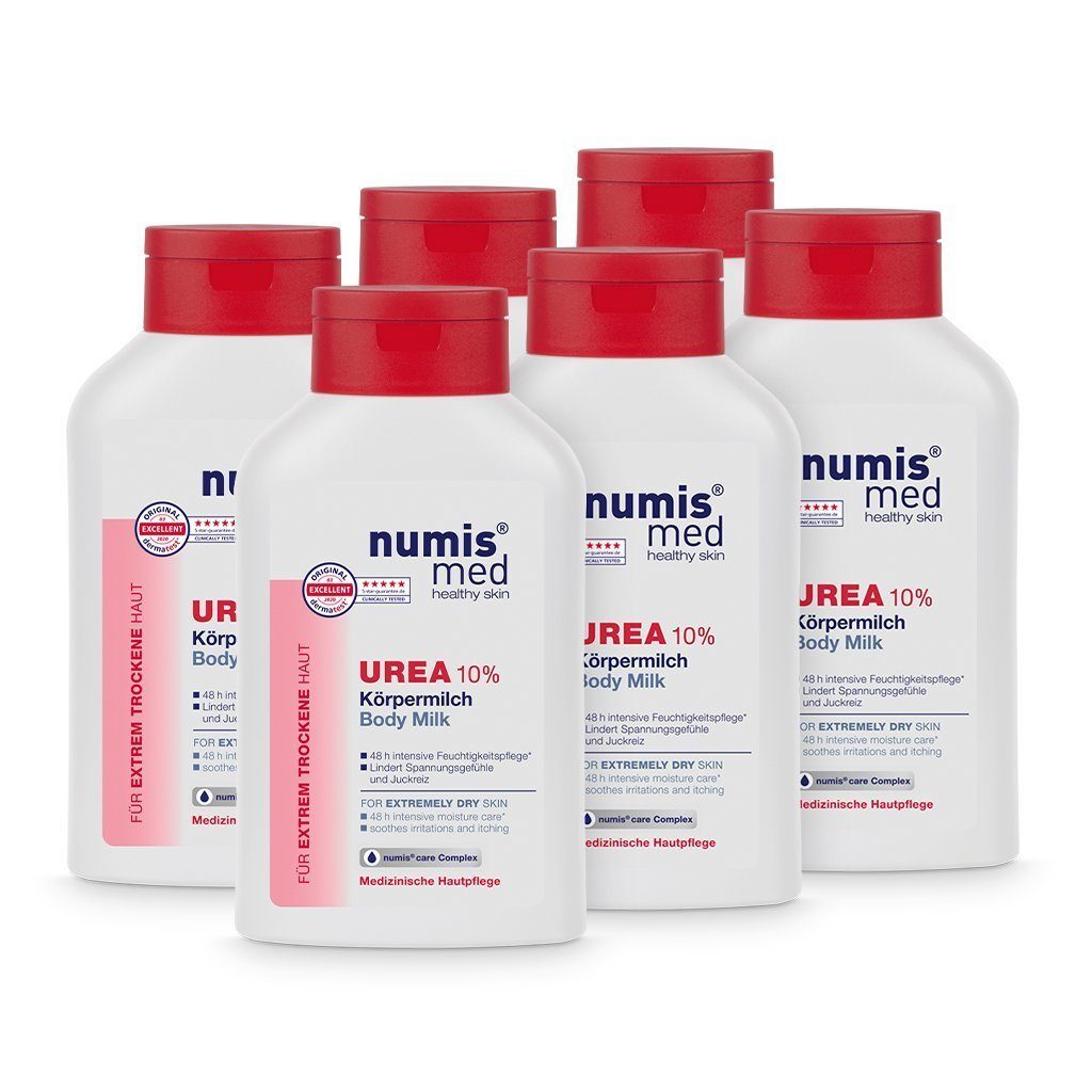 numis med Bodylotion Körpermilch 10% Urea für extrem trockene Haut - Bodylotion 6x 300 ml, 6-tlg.