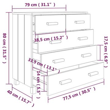 vidaXL Sideboard Sideboard HAMAR Weiß 79x40x80 cm Massivholz Kiefer (1 St)