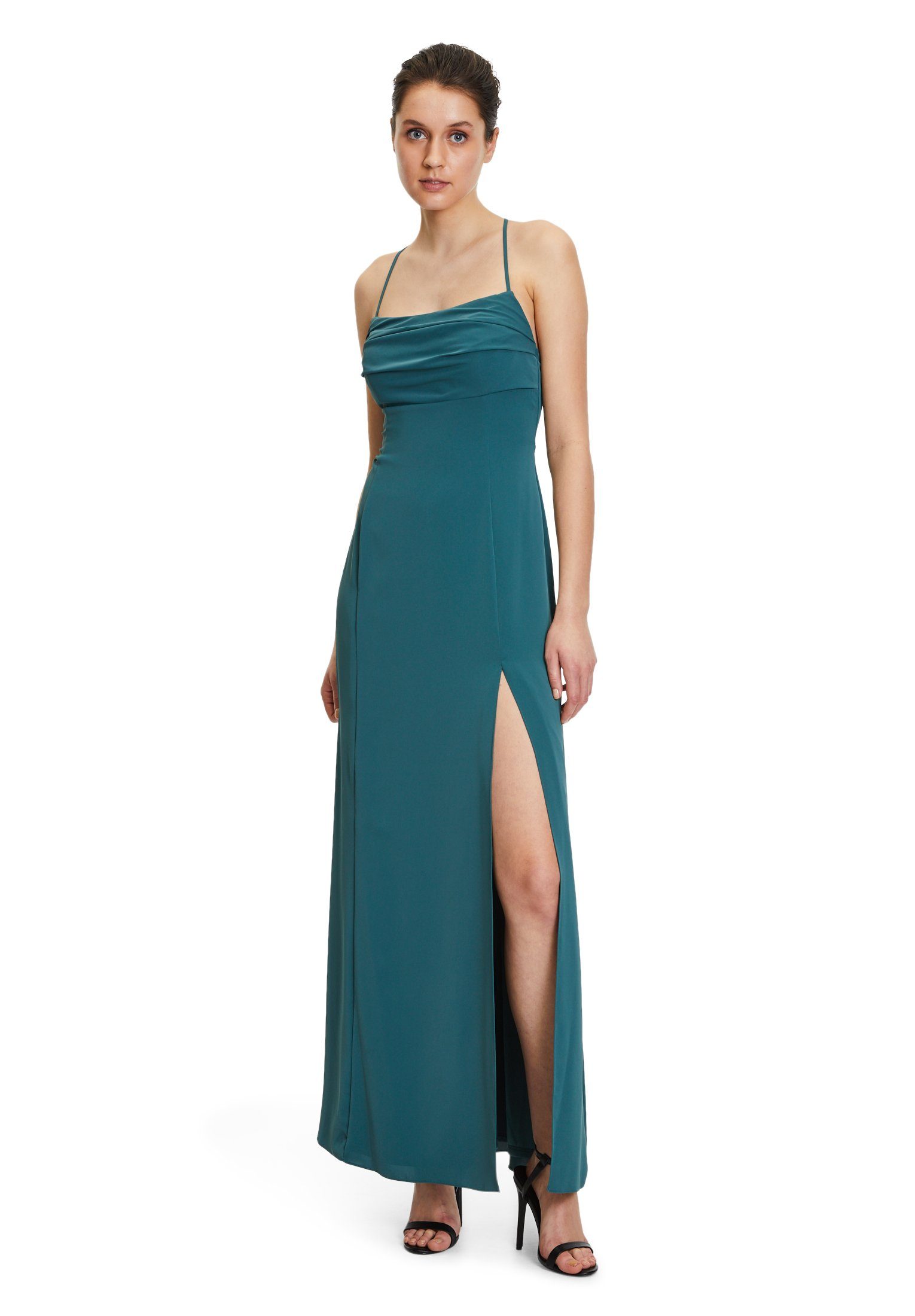 Wasserfallausschnitt (1-tlg) Oriental Green Vera Maxikleid mit Schlitz Mont