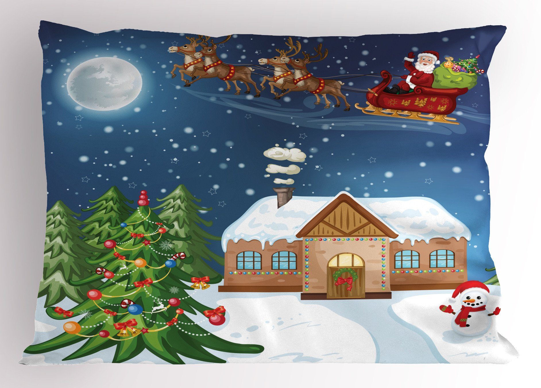 Kissenbezüge Dekorativer Standard King Size Gedruckter Kissenbezug, Abakuhaus (1 Stück), Weihnachten Sankt mit Rudolf