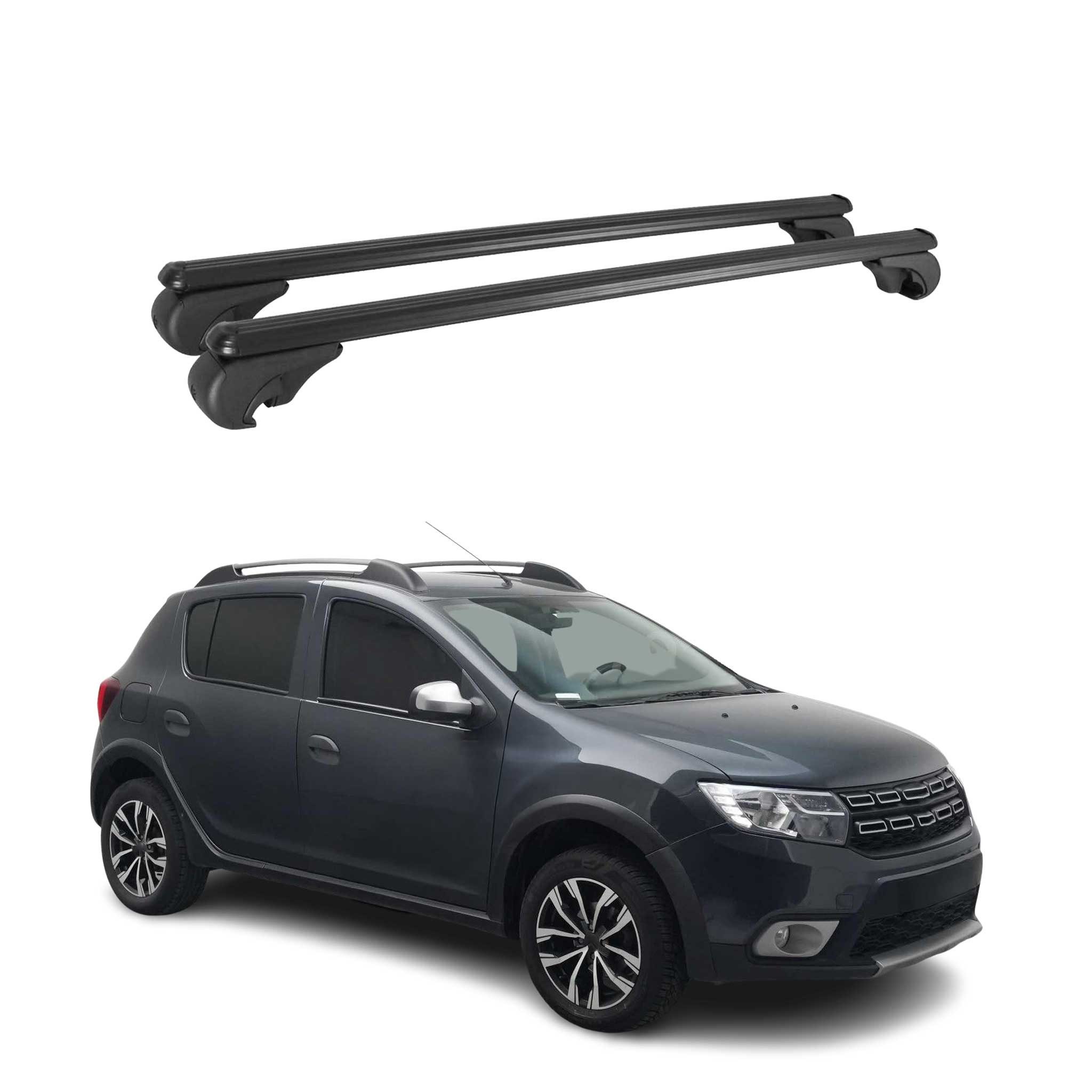 OMAC Dachträger für Dacia Sandero Stepway 2012-2024 Gepäckträger Aluminium Schwarz 2x (2-St), Wasserbeständig,Abnehmbar,Multifunktional,Leichtgewichtig