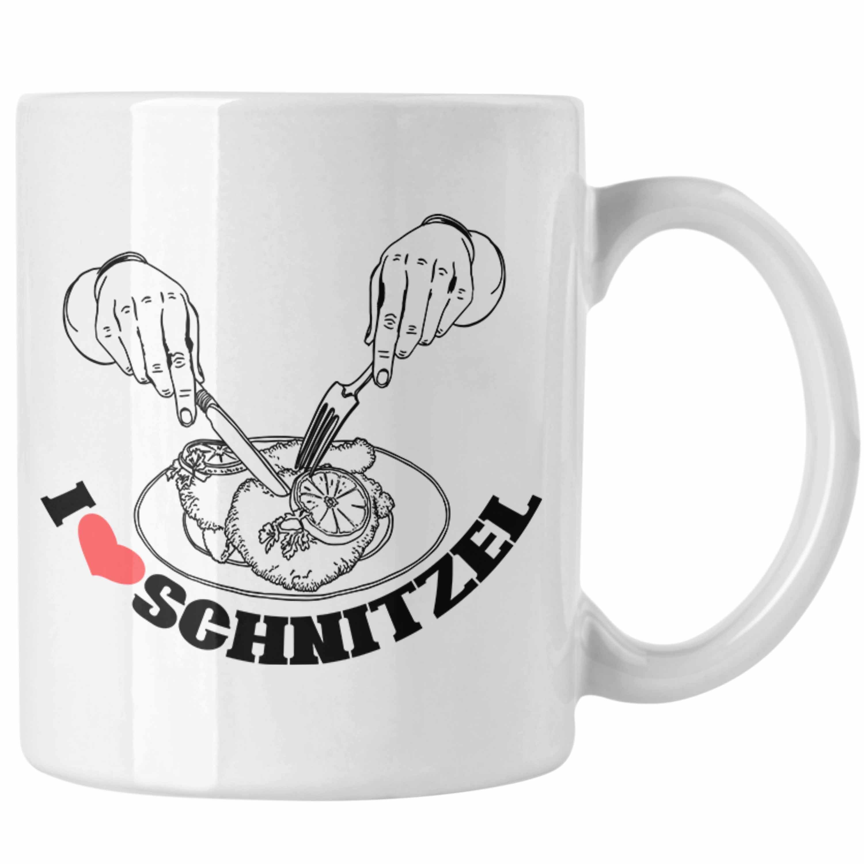 Trendation Tasse Schnitzel-Tasse für Weiss Schnitzel-Liebhaber Geschenk