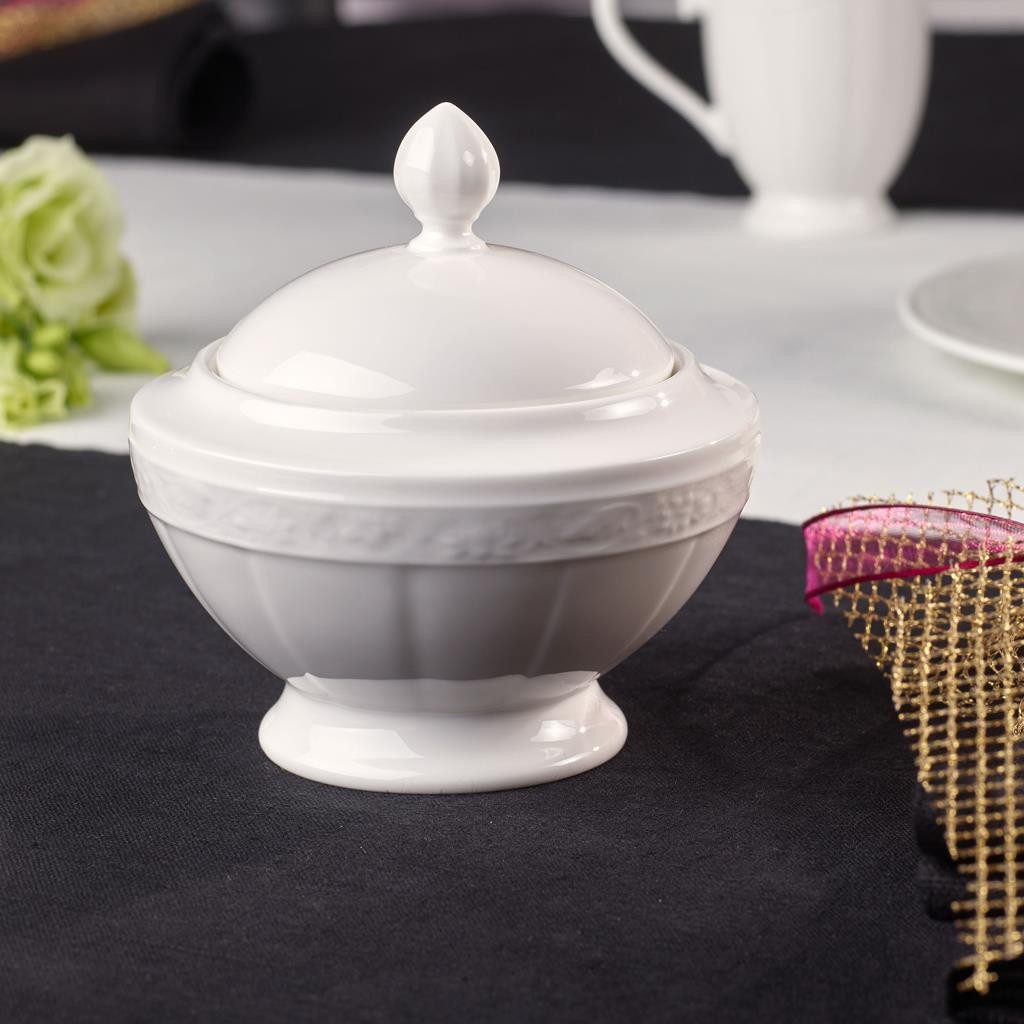 Villeroy & Boch Zuckerdose White Pearl Zuckerdose ø 11,7 cm, Porzellan, (1-tlg)