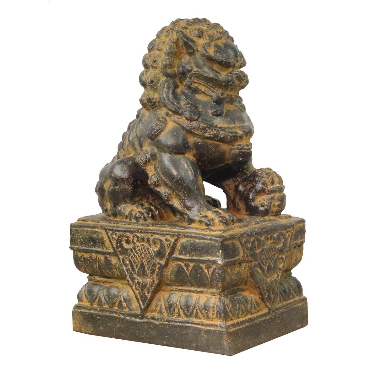 45 oder in Oriental Herstellung Handarbeit Links cm GRC Dekofigur St), Galerie im Ursprungsland Einzeln (1 Antik Löwen traditionelle Tempelwächter Rechts