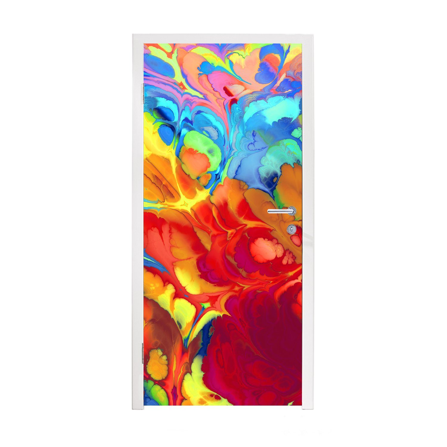 MuchoWow Türtapete Regenbogenfarben beigemischt, Matt, St), Tür, 75x205 bedruckt, Türaufkleber, (1 für cm Fototapete