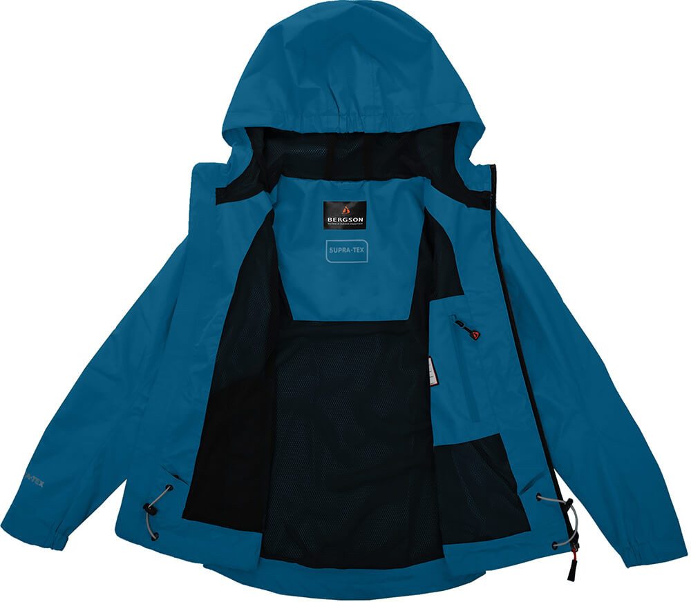 Bergson Regenjacke LIO Kinder Regenjacke, Netzfutter, 12000 mm Wassersäule, Normalgrößen, Sa