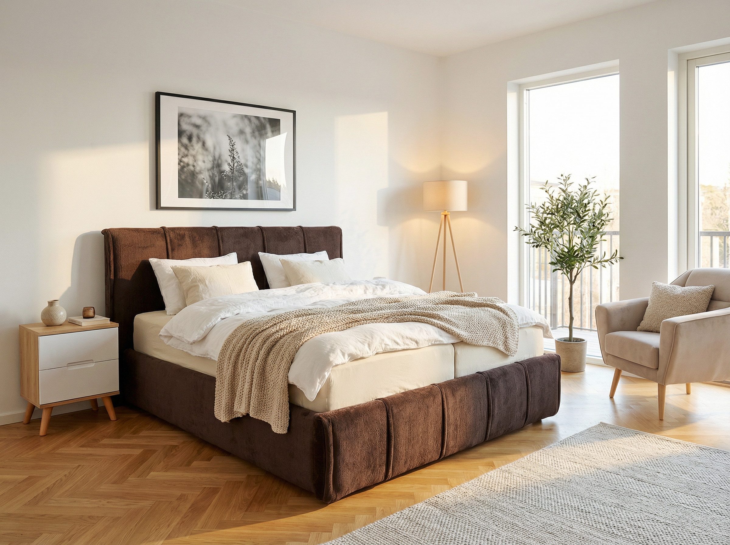 OTTO home Polsterbett EVELLINA in der Größe 180x200 cm, mit flauschigem Stoff bezogen, wahlweise mit Lattenrost und King-Matratze (28cm) – Bild 2 von 5