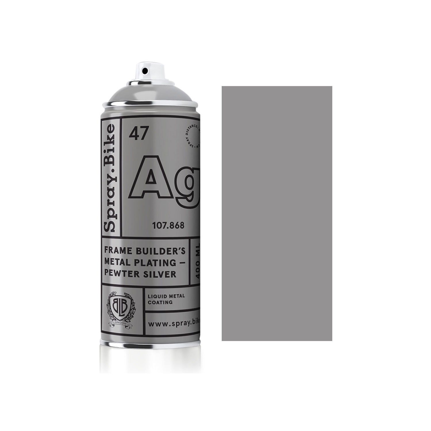 Spray.Bike Sprühflasche SPRAY.BIKE Fahrrad Lackspray - Vorbereiten & Vollenden Kollektion (Metal Plate - Pewter Silber), UV-resistent, wetterfest
