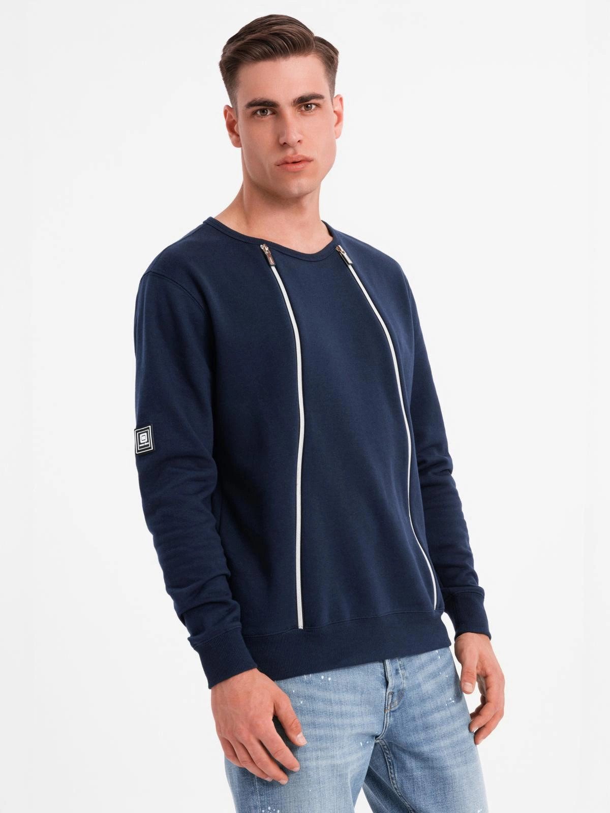 OMBRE Sweatshirt Herren-Sweatshirt mit dekorativen Front-Reißverschlüssen