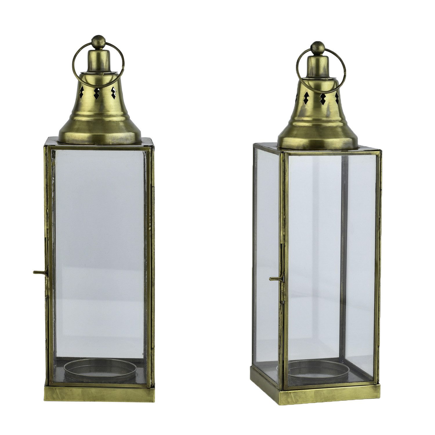 Marrakesch Orient & Mediterran Interior Kerzenlaterne Orientalische Laterne Leron Deko aus Metall und Glas in Klar 35 cm (1 St), Handarbeit