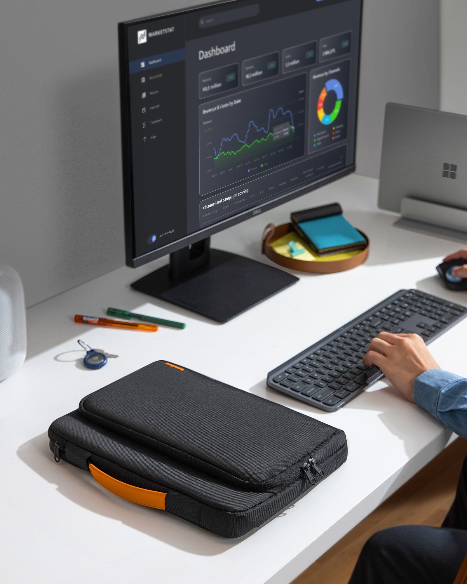 Schwarz Keyboard Tasche für Microsoft 360° Hülle Laptoptasche Pro 9/8/X mit tomtoc Surface 13 Zoll