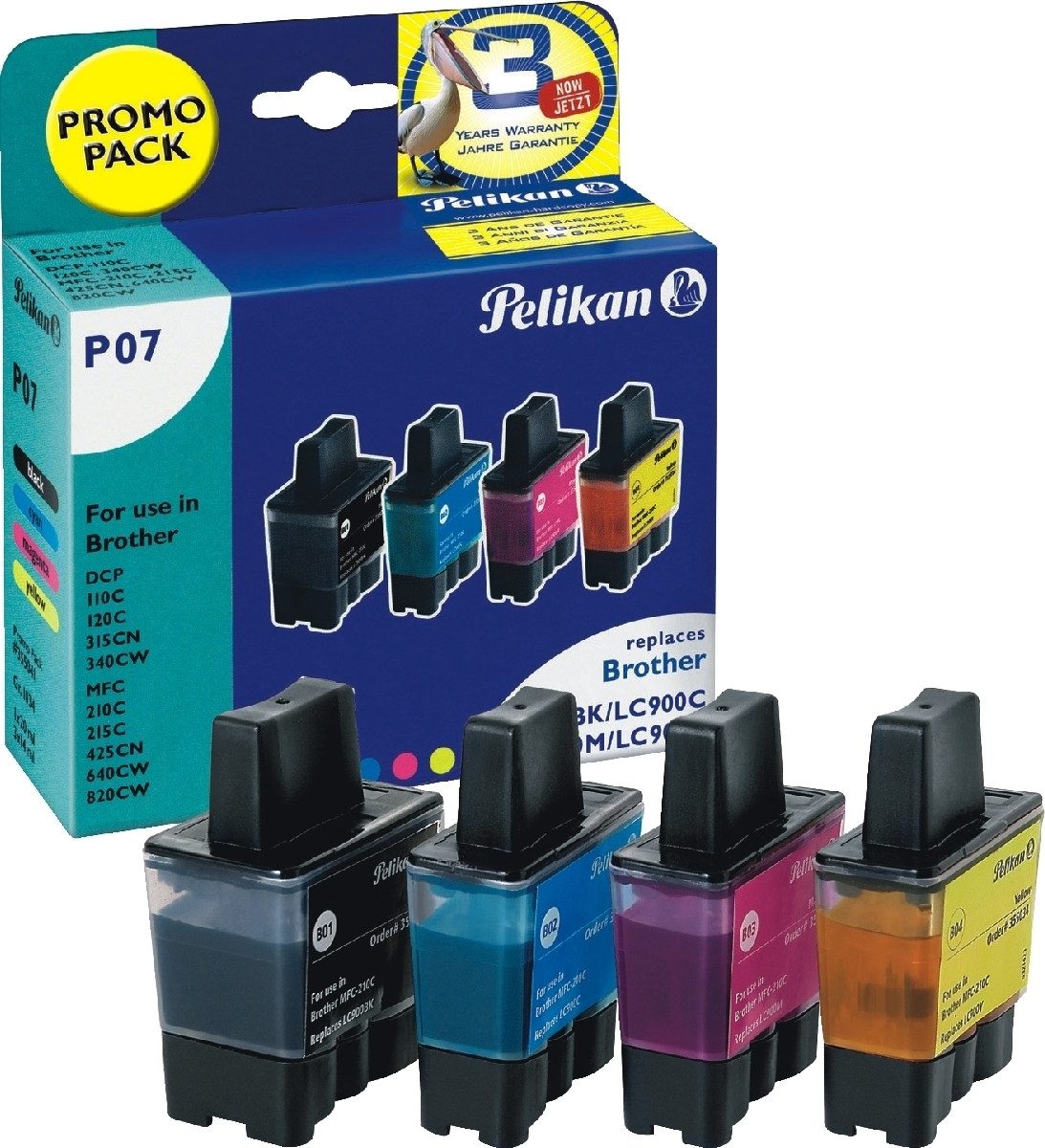 Tintenpatronen für Brother LC900 schwarz, cyan, magenta, gelb. Nachfülltinte