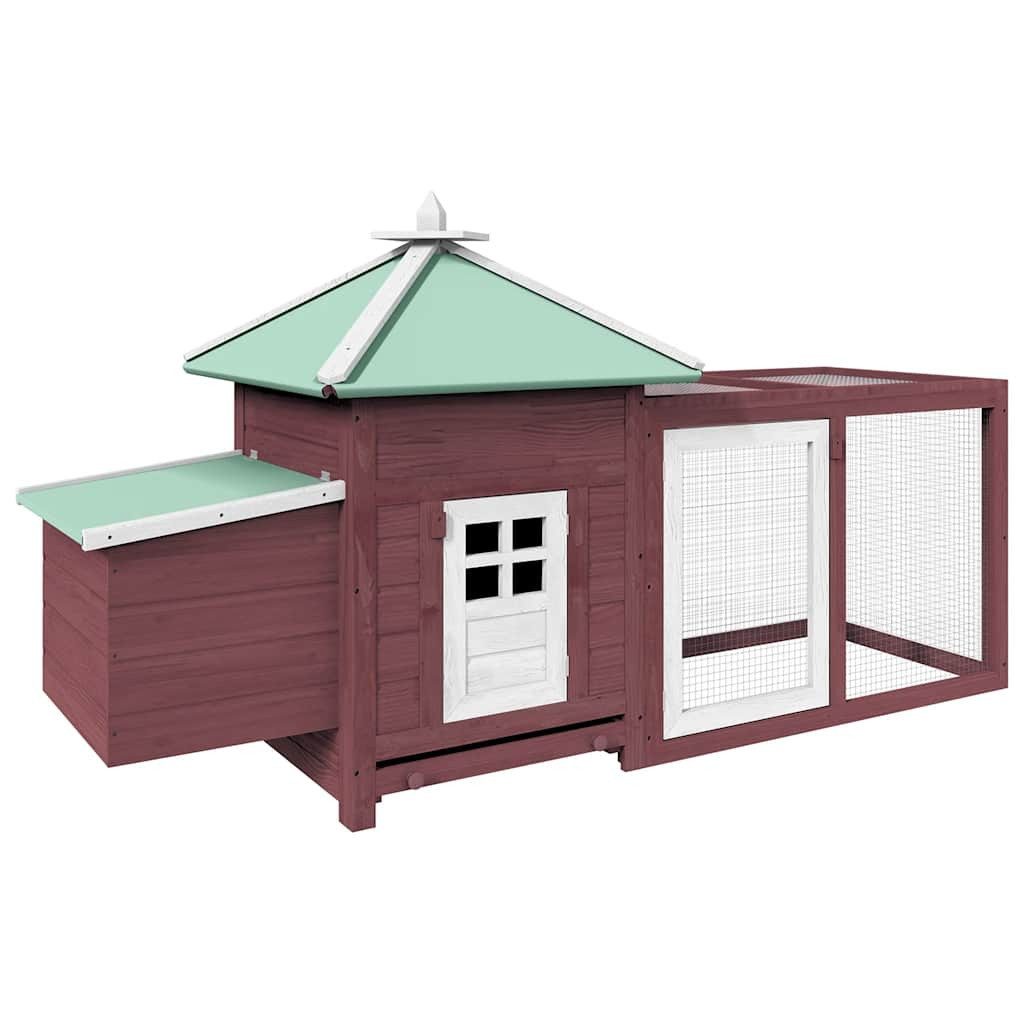 furnicato Hühnerstall Holz-190x72x102 cm in Mokka mit großem Auslauf, Wetterfestes Geflügelhaus mit Legenest und verzinktem Drahtgeflecht