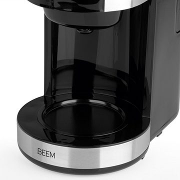BEEM Filterkaffeemaschine Kaffeemaschine, 1.25l Kaffeekanne, Papierfilter, Glaskanne Bohnen und gemahlenem Kaffee 10 Tassen Warmhalteplatte