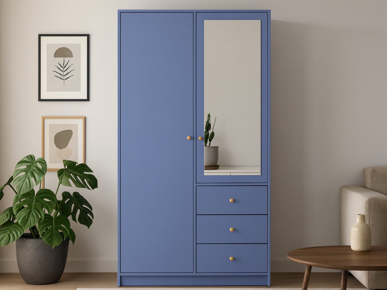 Beautysofa Kleiderschrank SOLEA mit Spiegel und 3 Schubladen (Zur Auswahl: günstig online kaufen