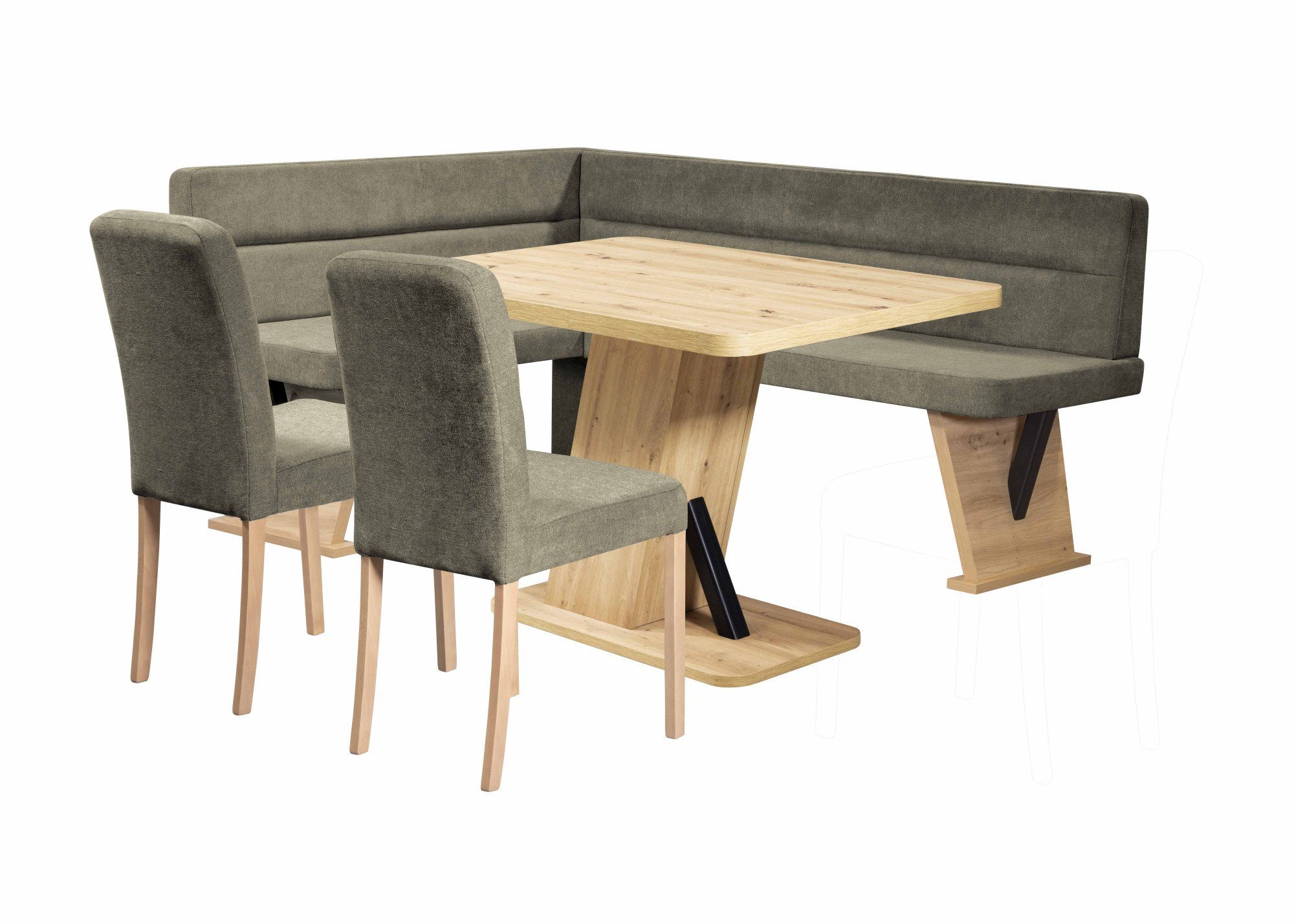 Home affaire Eckbankgruppe Laros Sitzgruppe, Eckbank, Stühle, Tisch, (Set, 4tlg Set), perfekt für Küche, Esszimmer, Wohnzimmer, Bestseller