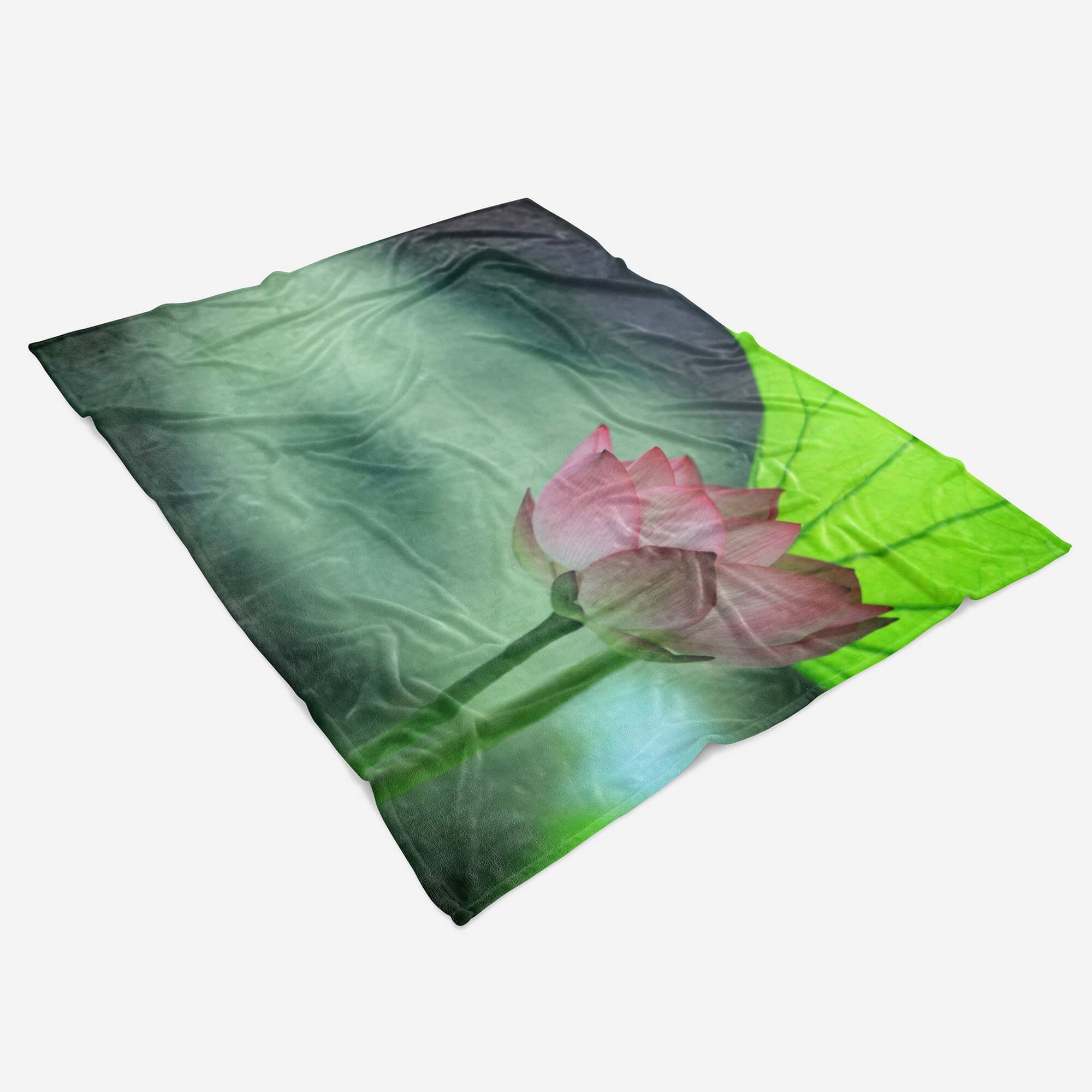 Blüte, Handtuch Lotus Handtücher Blume Sinus Baumwolle-Polyester-Mix Art Saunatuch mit Fotomotiv Strandhandtuch (1-St), Handtuch Kuscheldecke