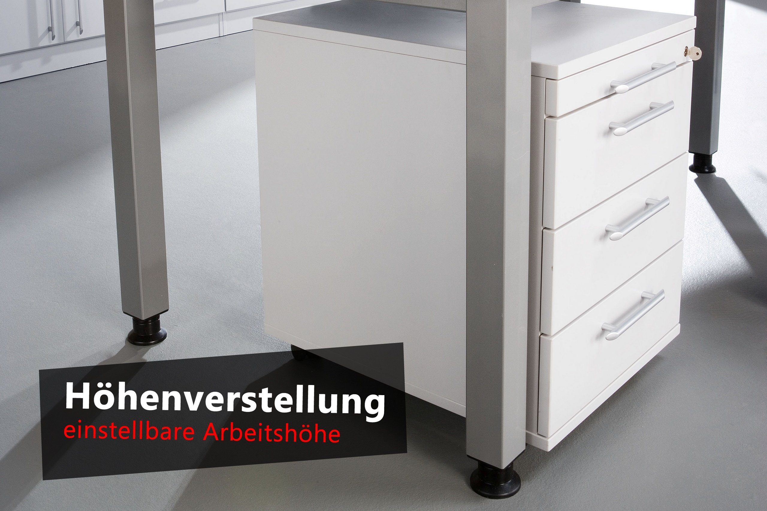 bümö Schreibtisch Schreibtisch 120 cm Eckform: Serie-Q, Dekor: x 200 - Weiß