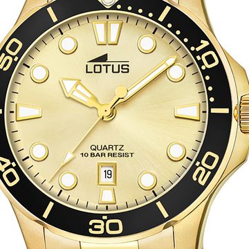 Lotus Quarzuhr Lotus Herren Armbanduhr Sport 18761/2, (Analoguhr), Herrenuhr rund, groß (ca. 45mm) Edelstahlarmband gold