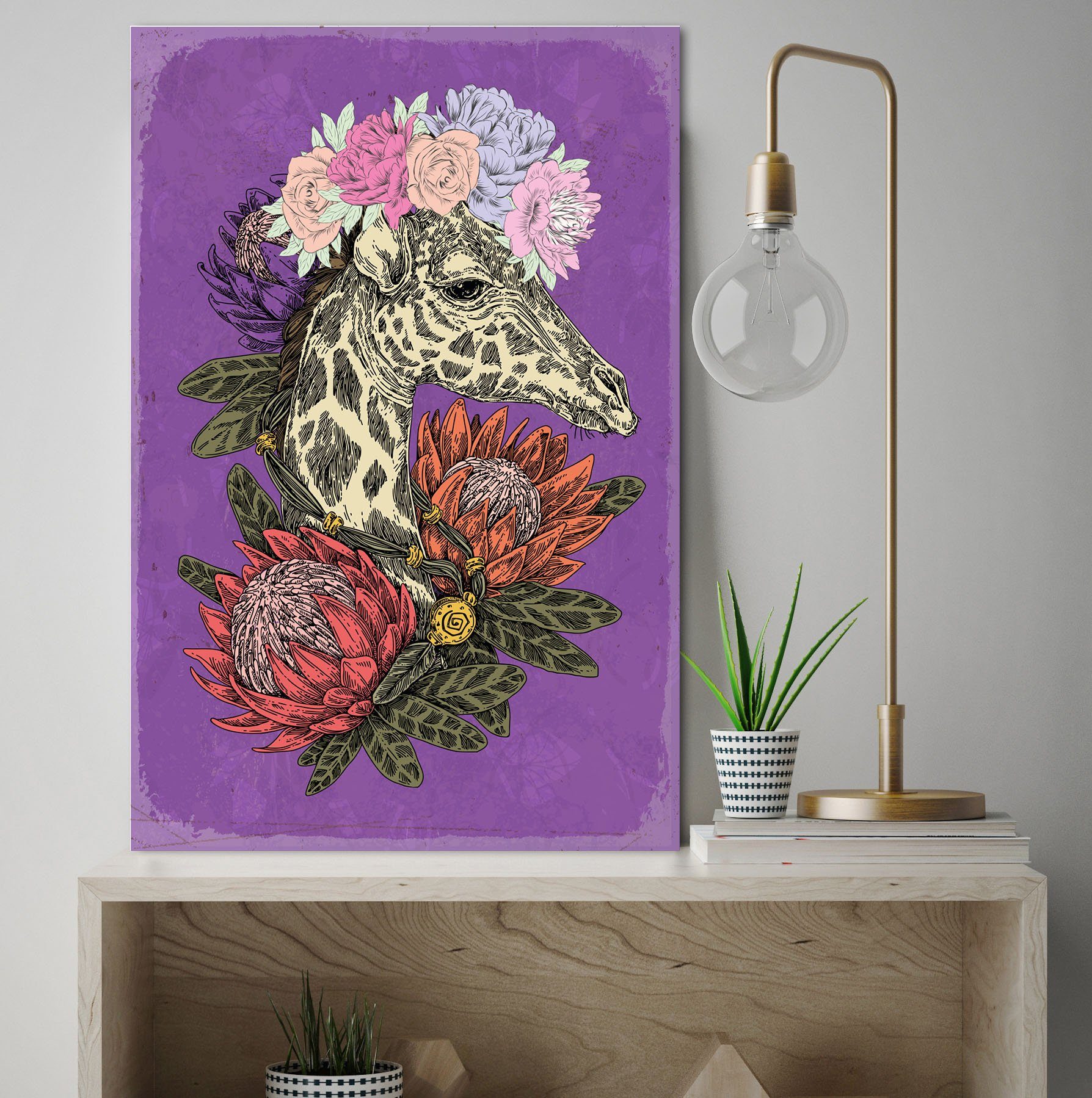 (1 St) Flower queence Metallbild Power, Giraffe